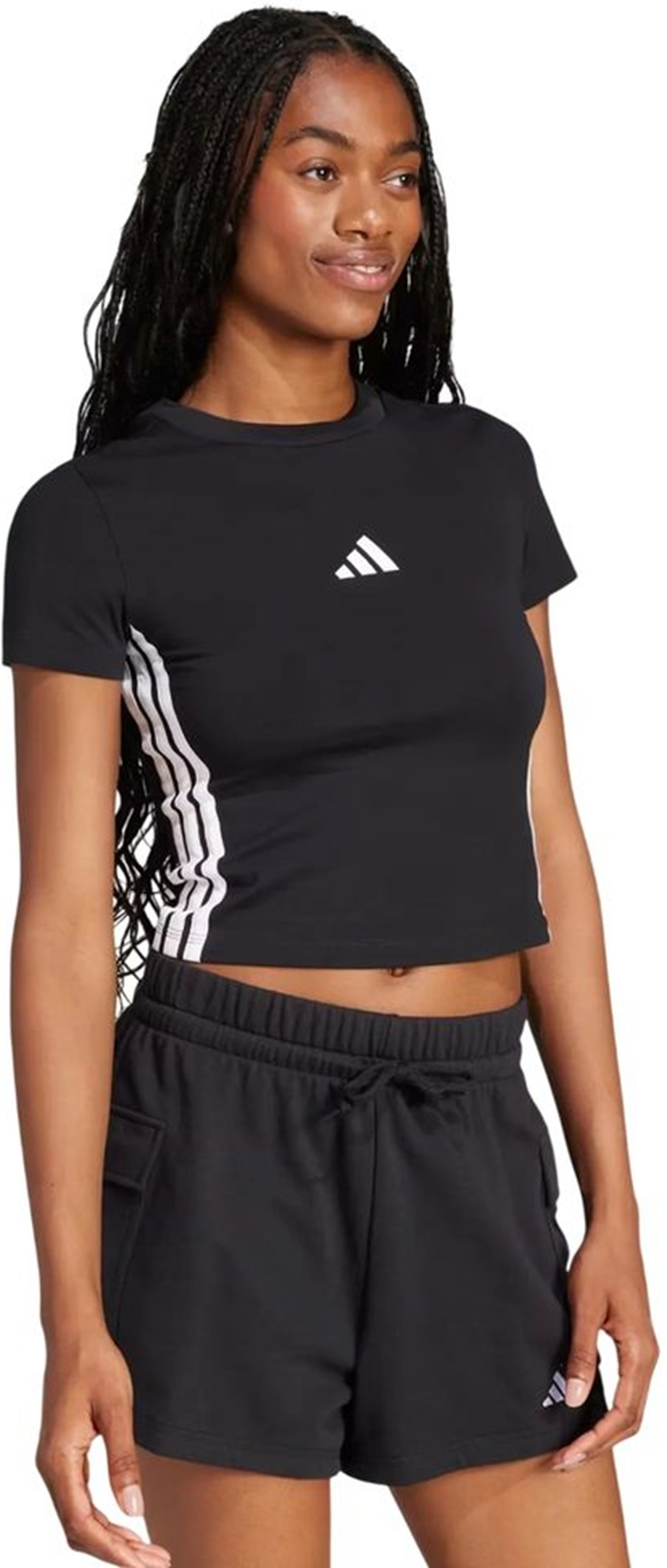Футболка хлопковая женская Adidas W 3S SJ BABY T JC8325 M черная фото 3