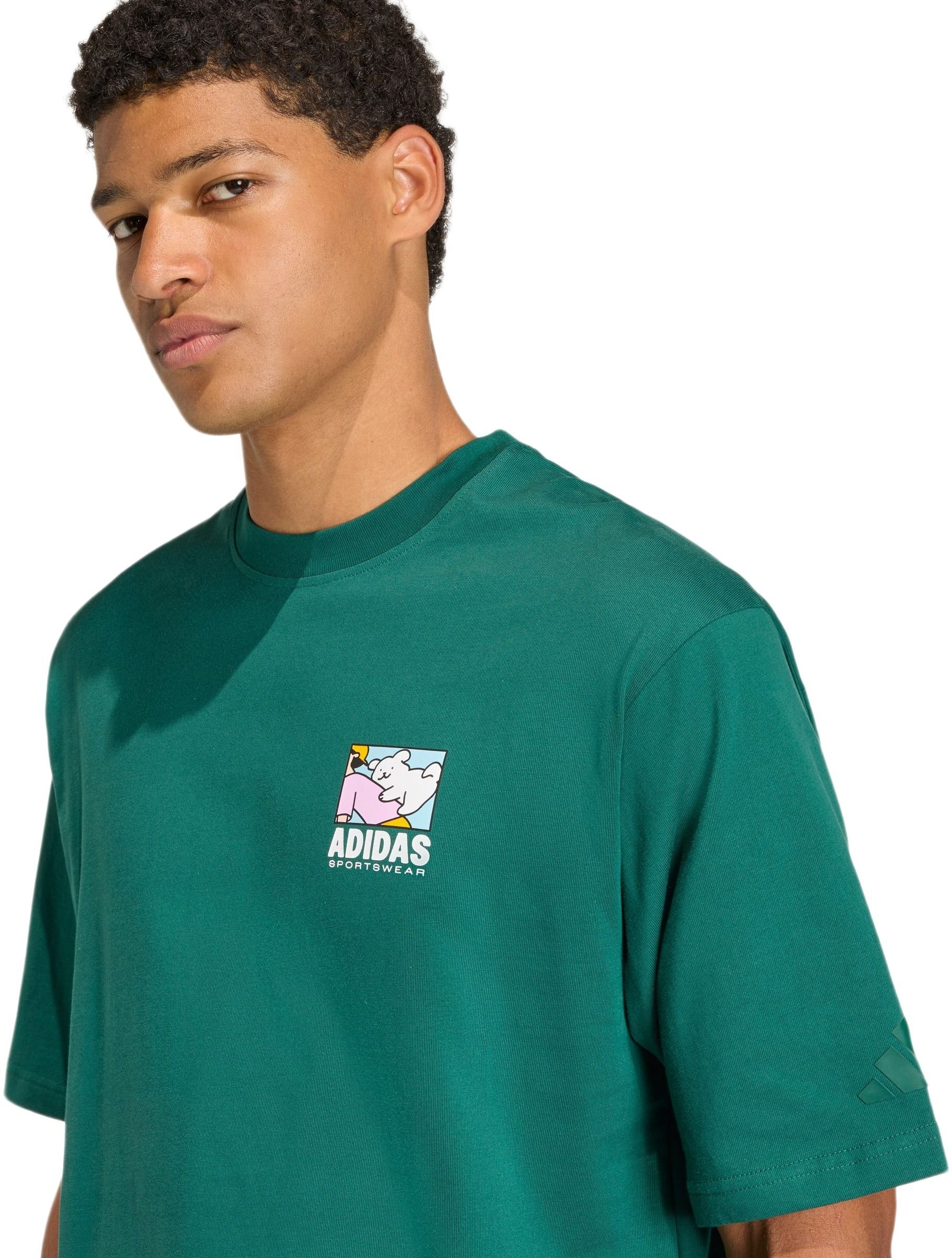 Футболка бавовняна чоловіча Adidas M ANI POP BK T KE4339 XL зеленафото3