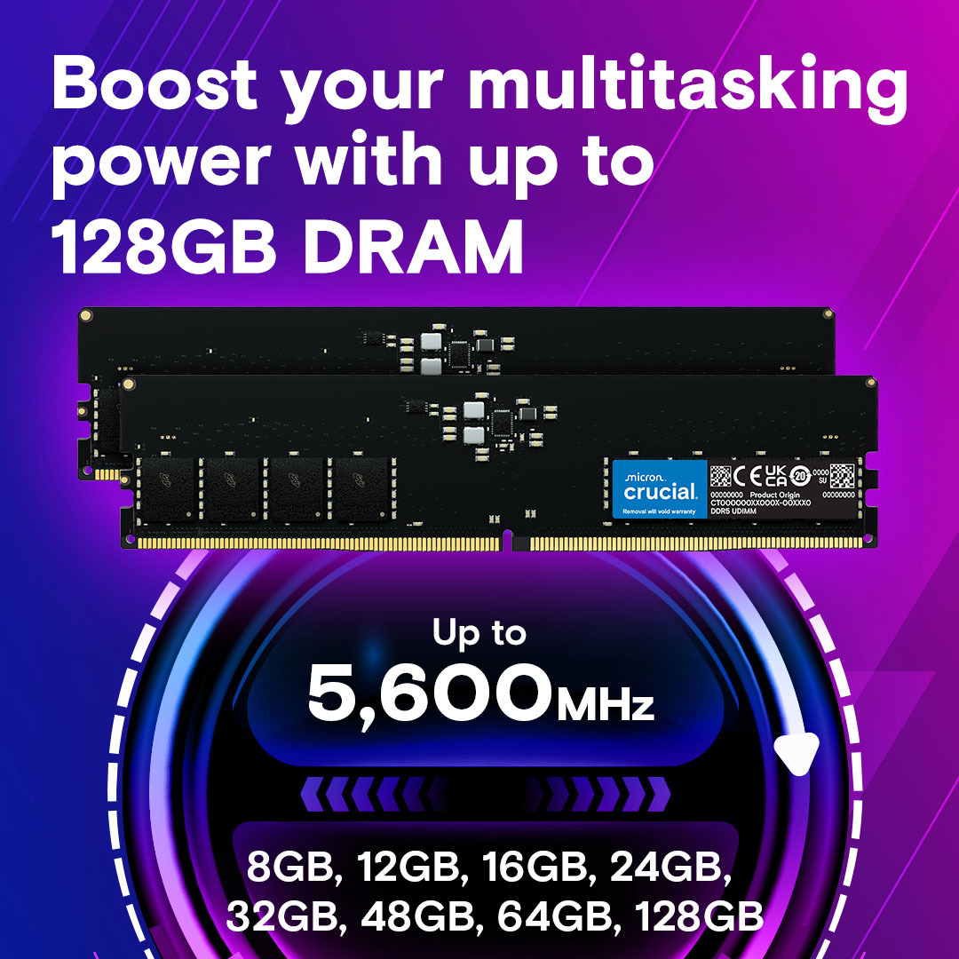 Память ПК Crucial DDR5 32GB 5600 (CT32G56C46U5T) фото 