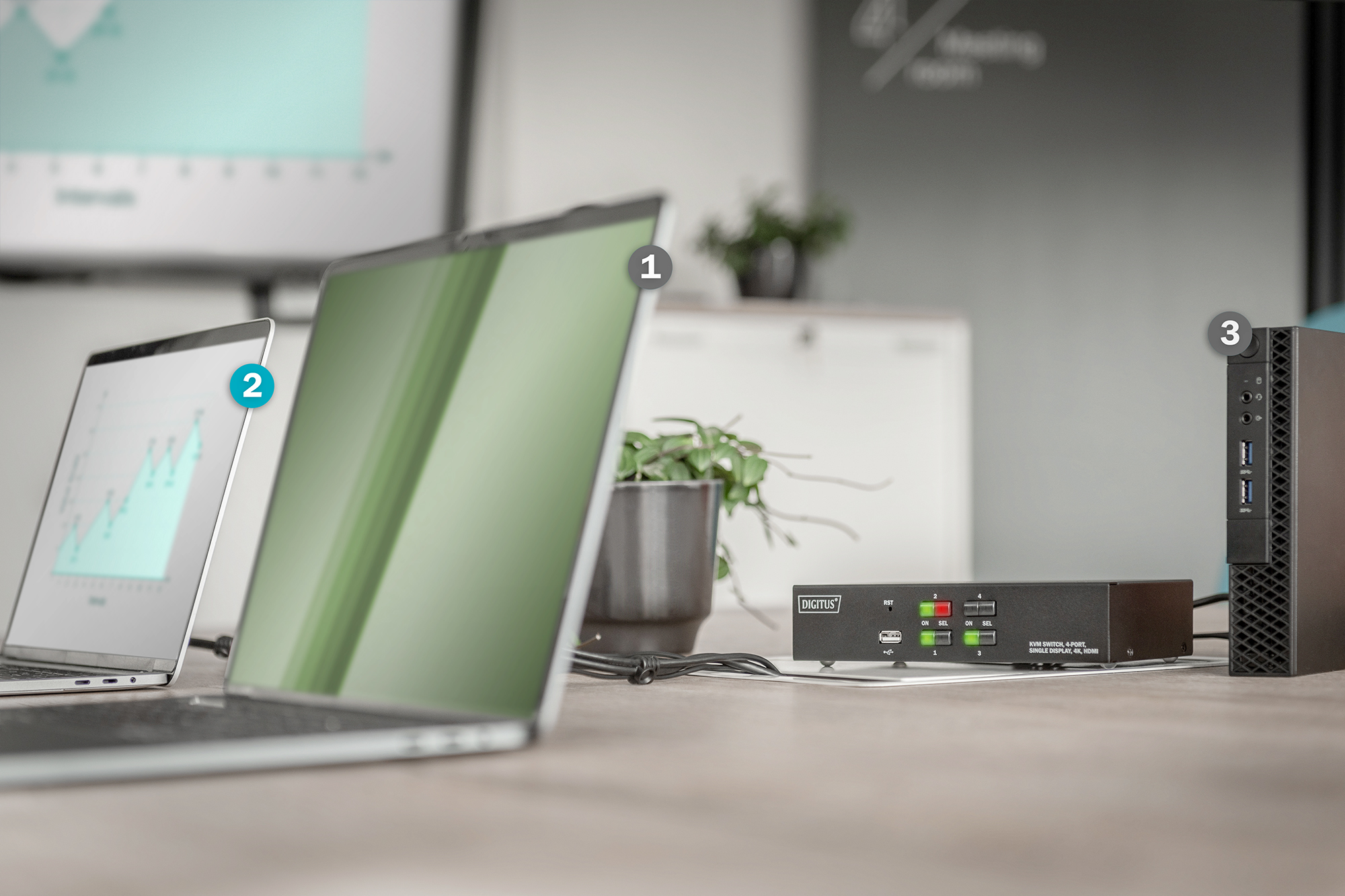 KVM-переключатель DIGITUS Desktop HDMI, 4 Port (DS-12880) фото 