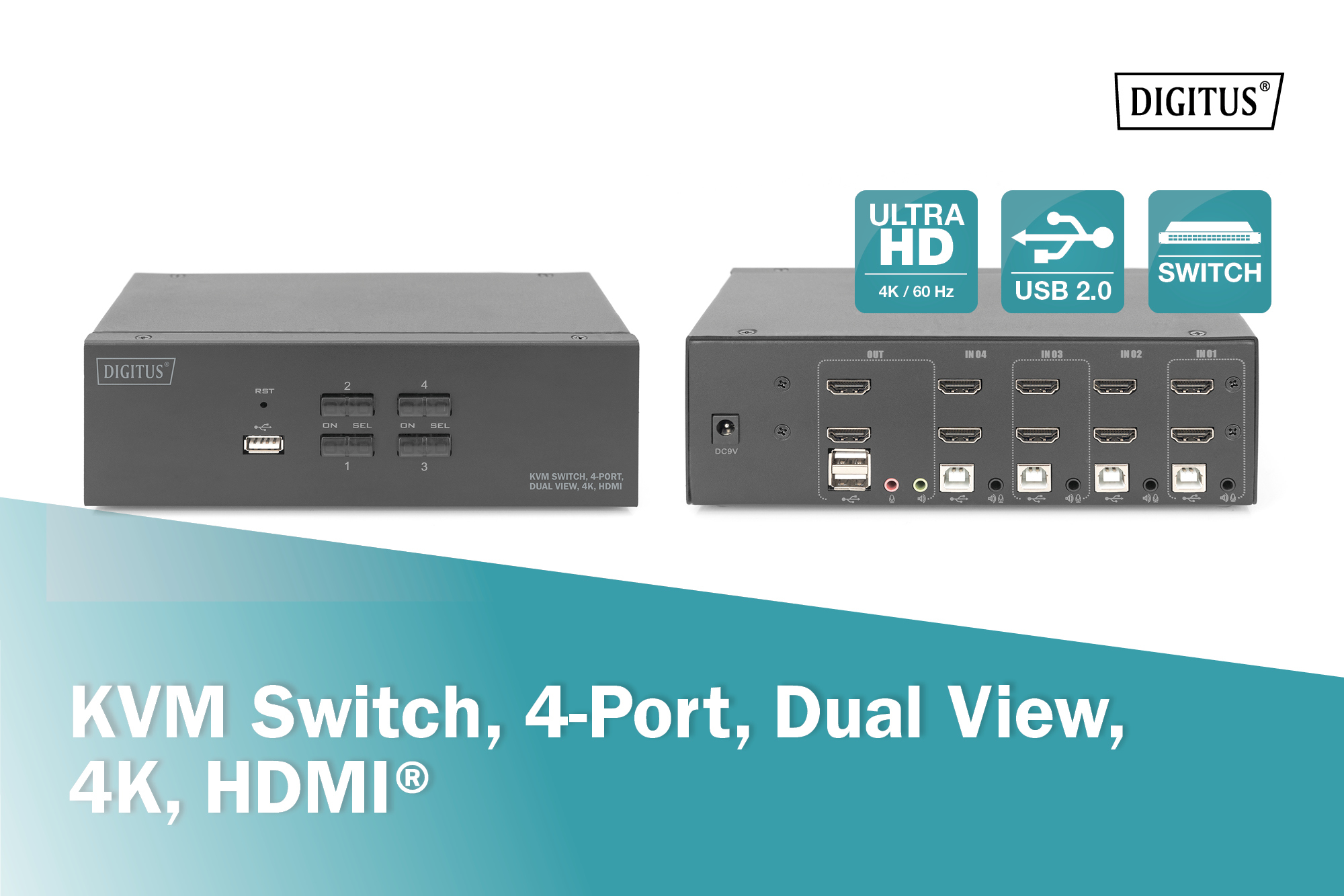 KVM-переключатель DIGITUS Desktop HDMI, 4 Port (DS-12883) фото 