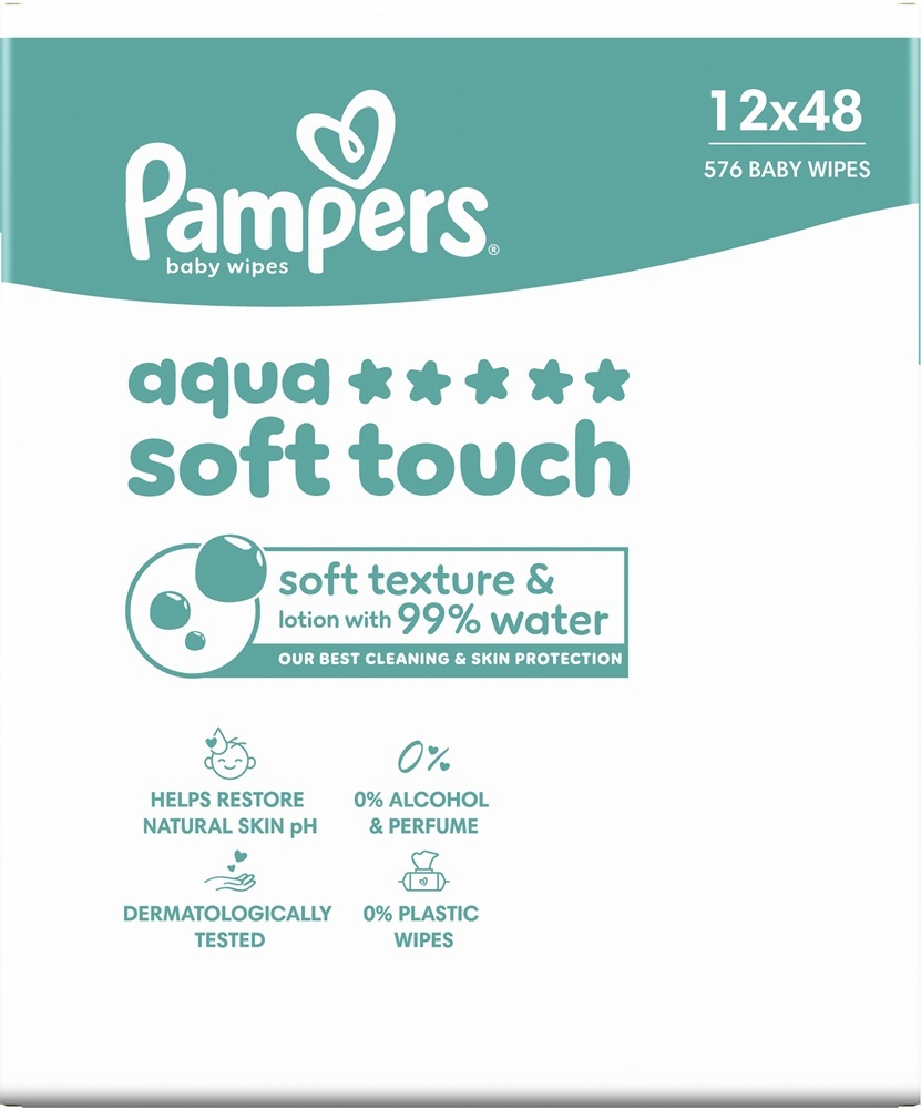 Салфетки влажные детские Pampers Aqua Soft Touch 12 x 48 шт фото 2