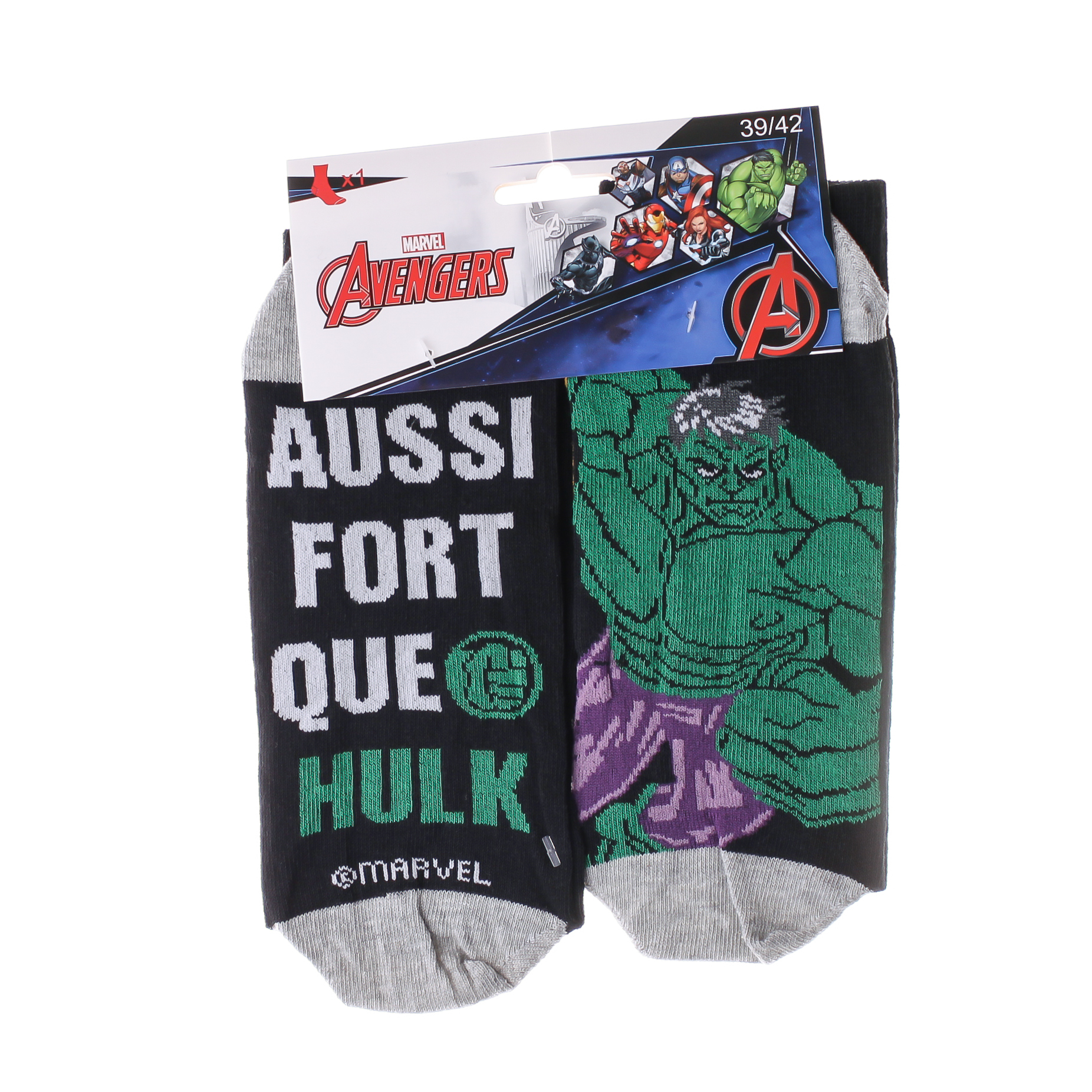 Шкарпетки дитячі Avengers Hulk 93154862-1 43-46 чорні/зелені фото2