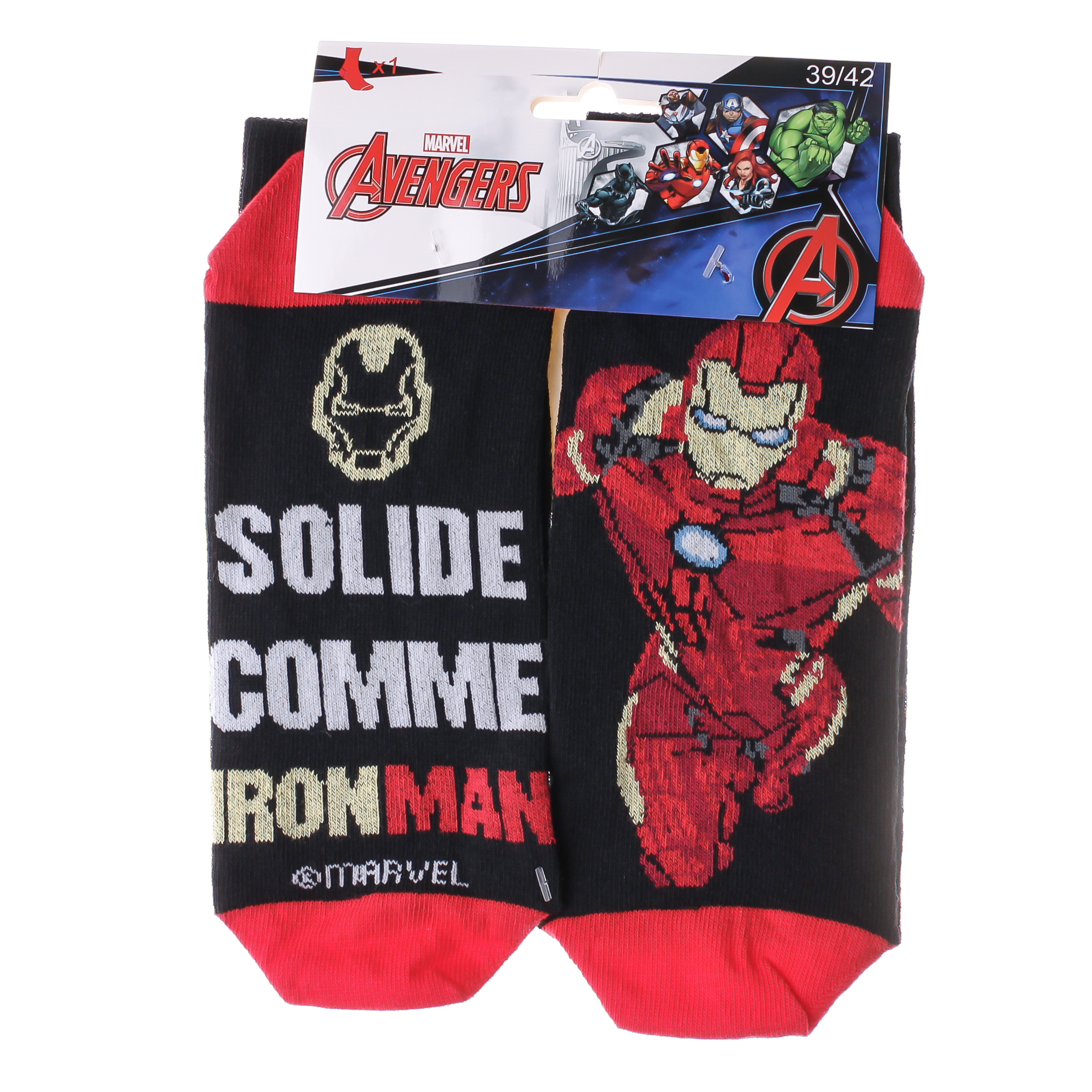 Шкарпетки дитячі Avengers Iron Man 93154862-3 39-42 чорні/червоні фото2