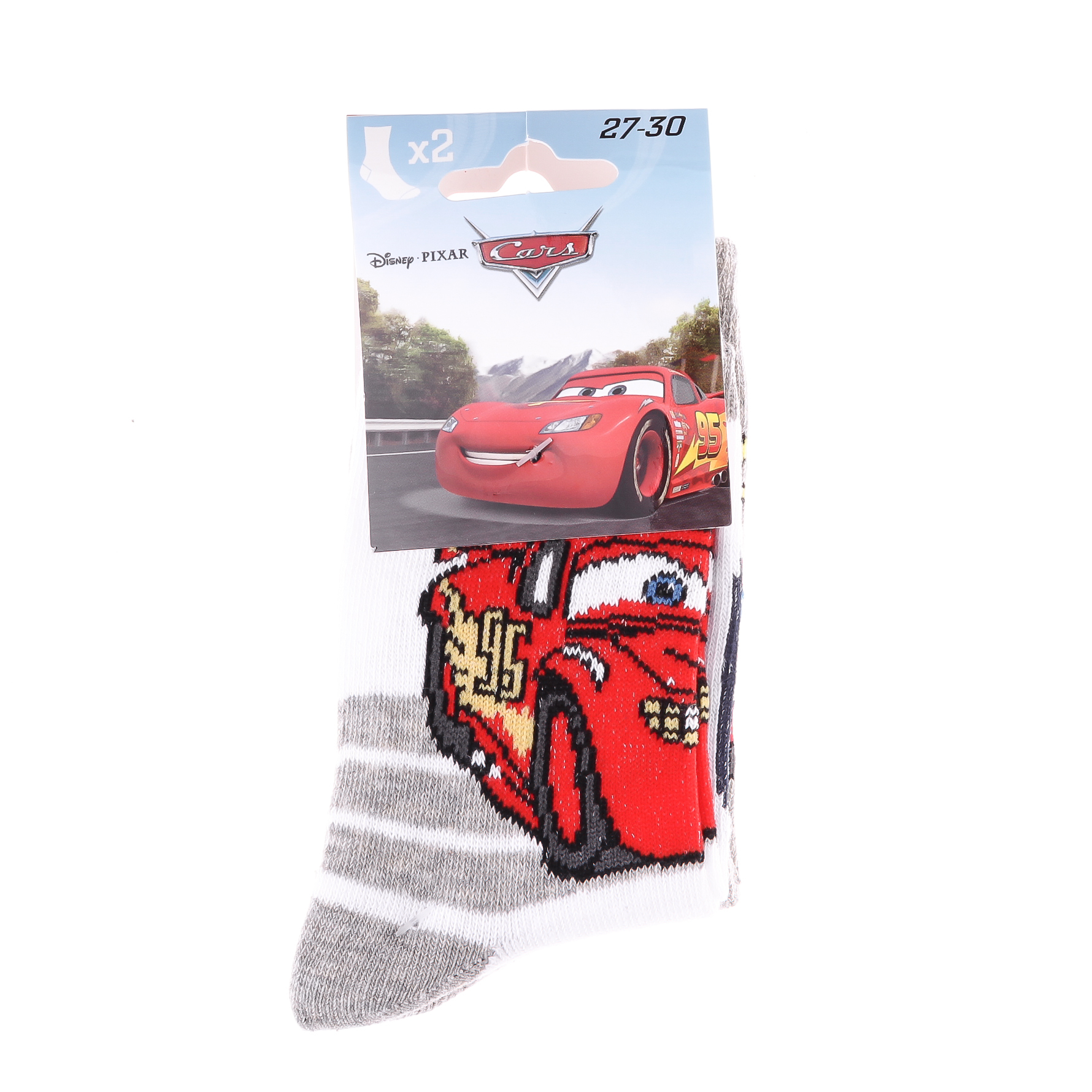 Набір шкарпеток дитячих Cars Mc Queen 83896715-2 31-34 2 шт сірі/білі фото2