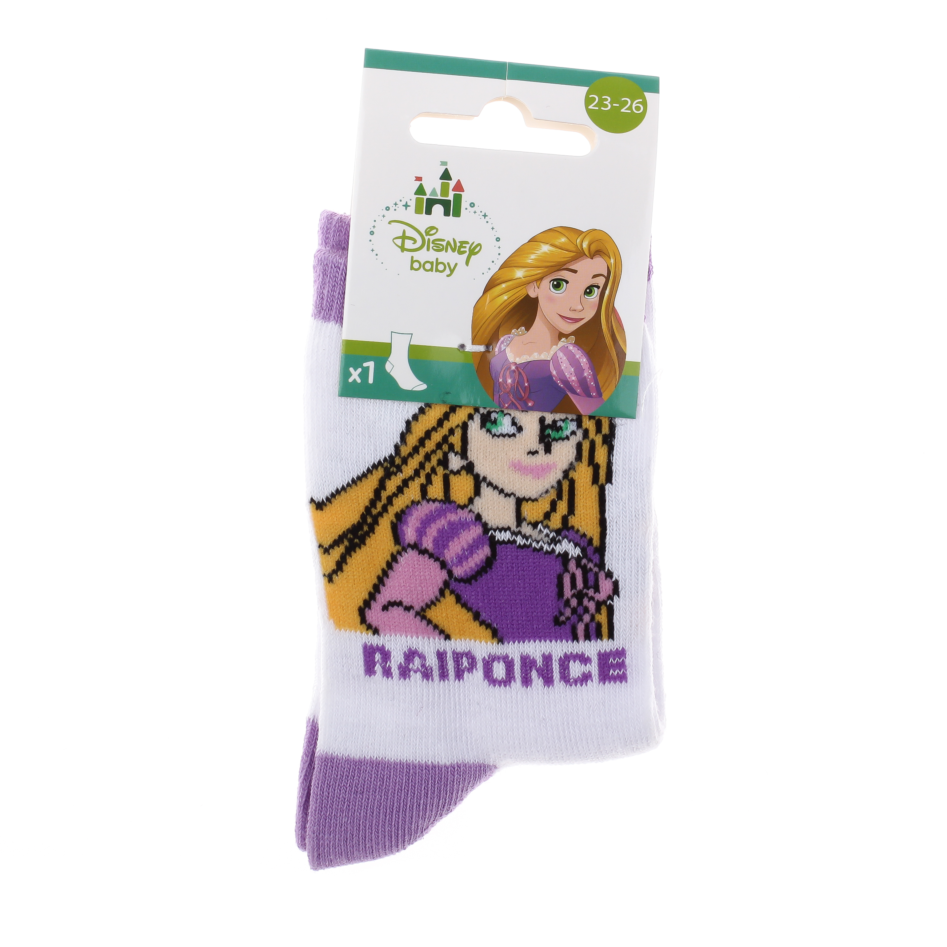 Шкарпетки дитячі Disney Princess Raiponce 43891047-7 23-26 білі/фіолетові фото2