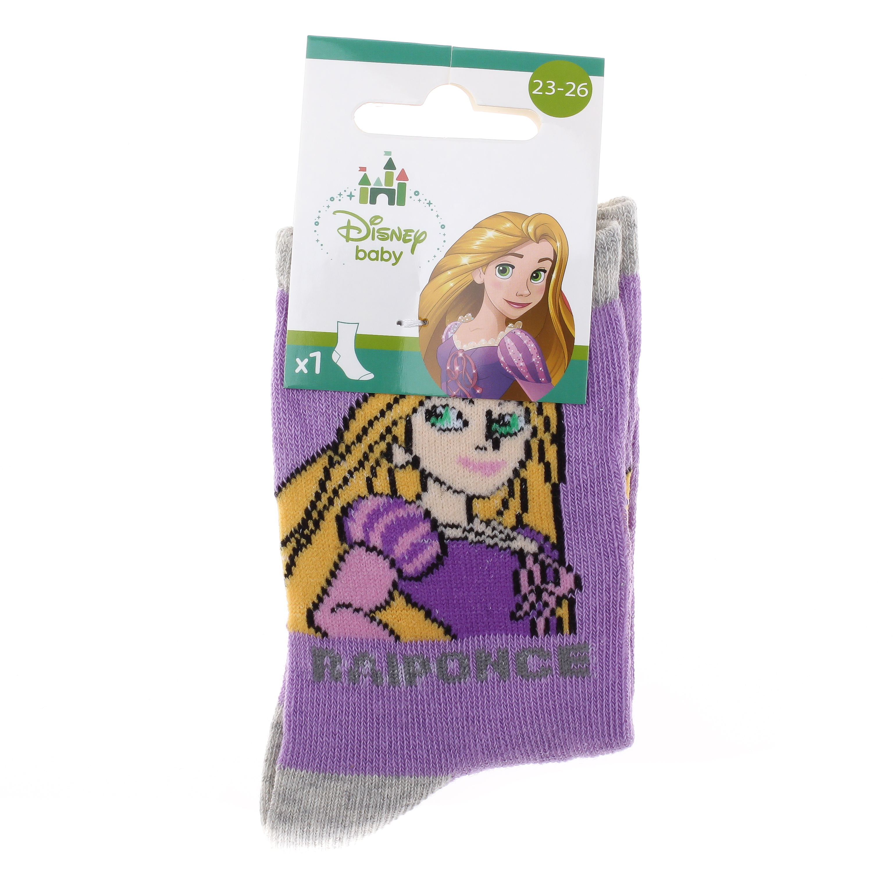 Шкарпетки дитячі Disney Princess Raiponce 43891047-8 23-26 світло-сірі/рожеві фото2