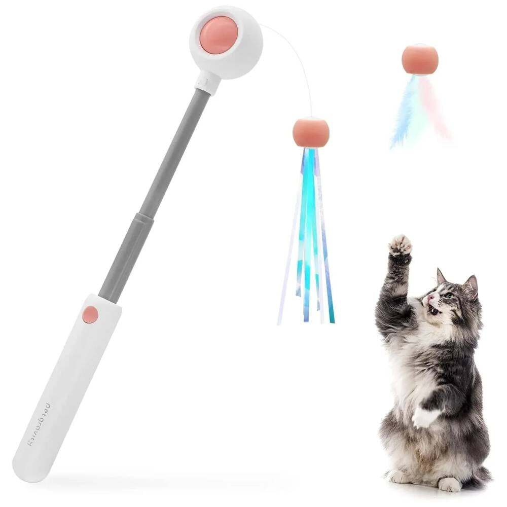 Інтерактивна іграшка для котів Petgravity висувна вудочка з лазером (Рожева) фото2