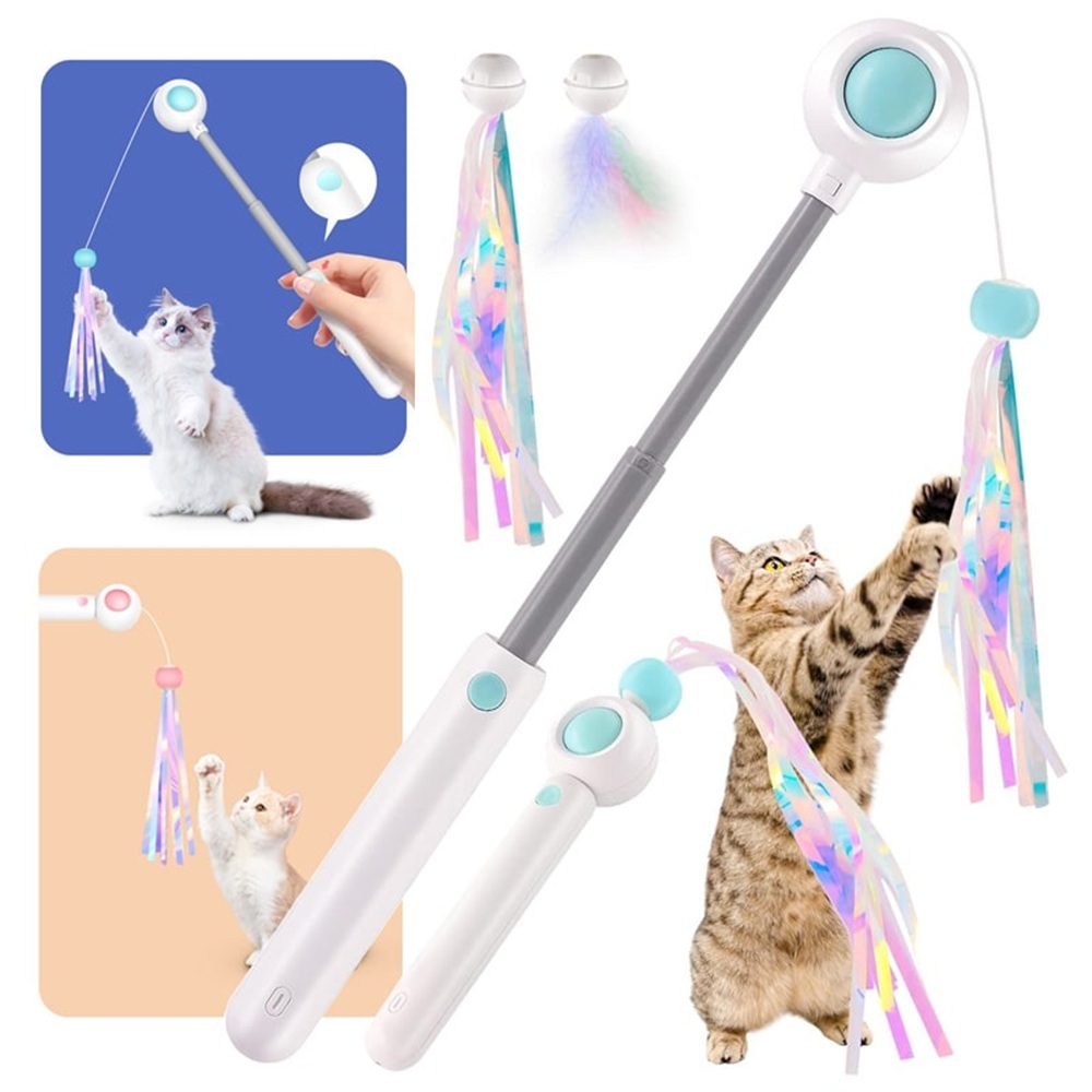 Інтерактивна іграшка для котів Petgravity висувна вудочка з лазером (Блакитна) фото3