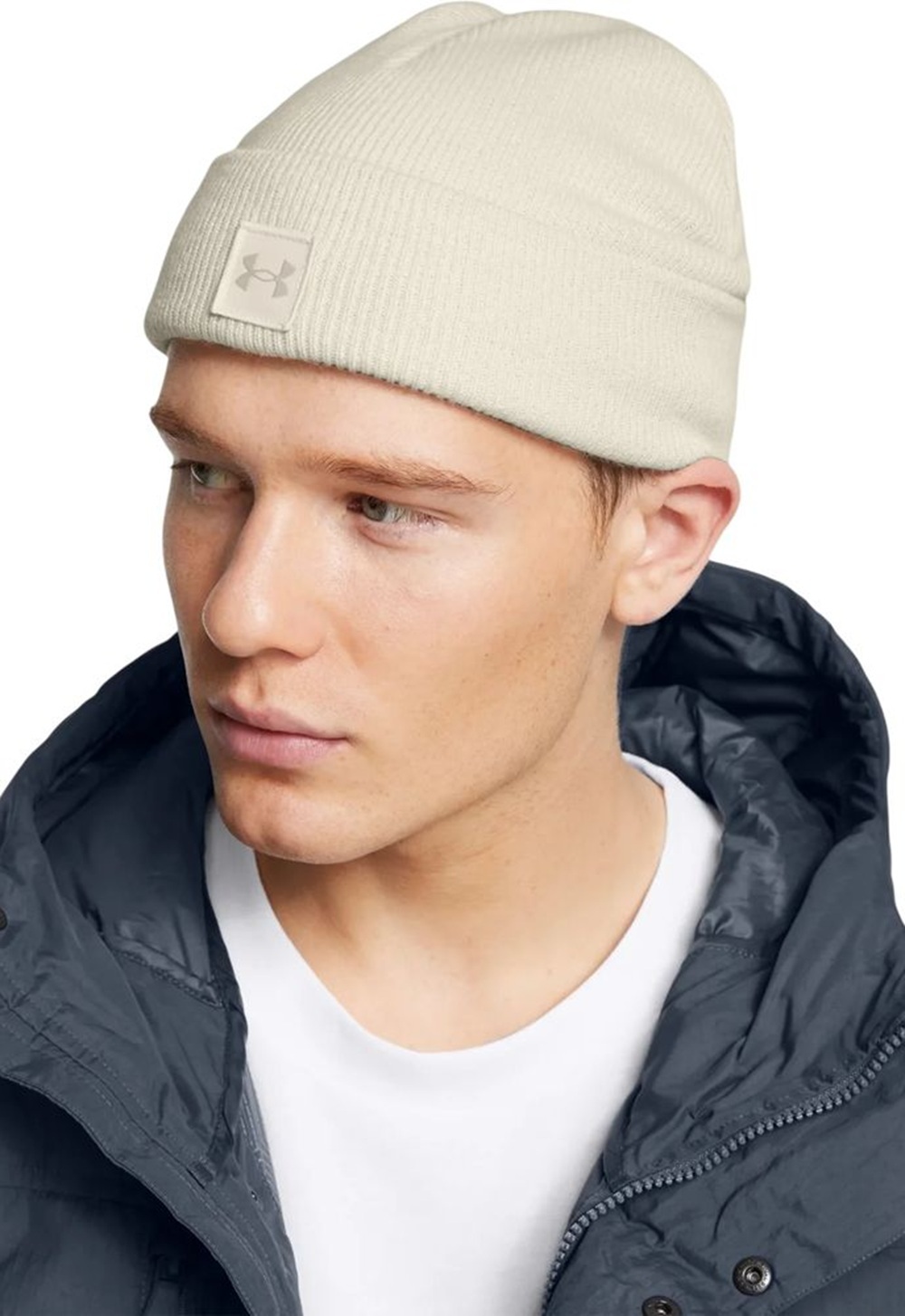 Шапка Under Armour Halftime Shallow Cuff 1379990-110 бежева фото2