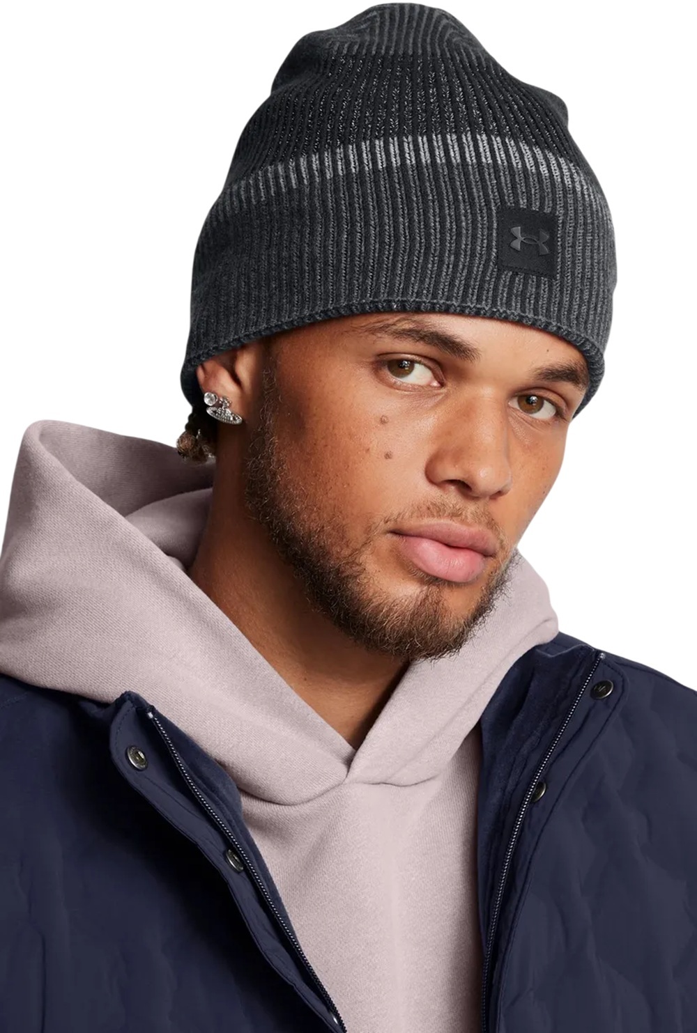 Шапка Under Armour Launch Reflective Beanie 1386648-001 темно-сіра фото3