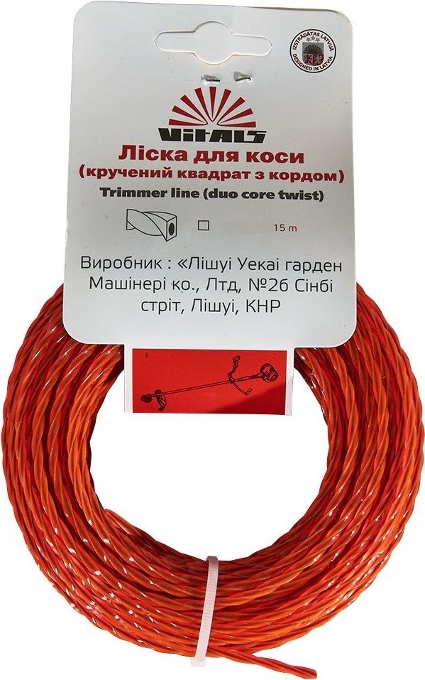 Леска косильна Vitals 1.4мм 15м витый квадрат с кордом (183839) фото 