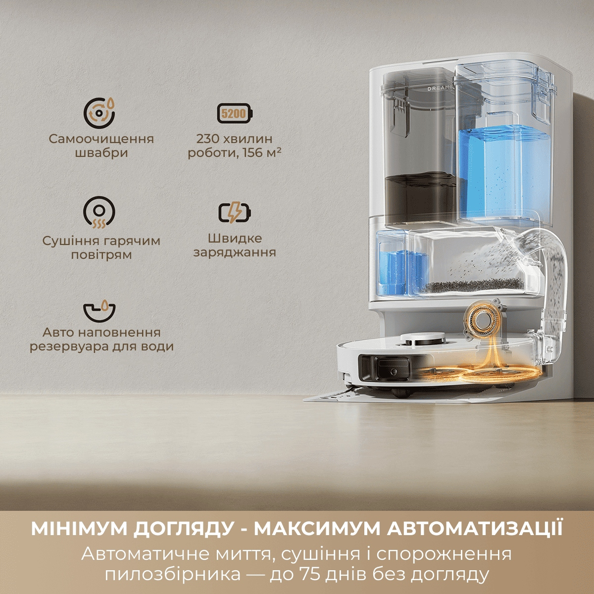 Робот-пилосос Dreame L40 Ultra WH/BK (RTD31TE)фото