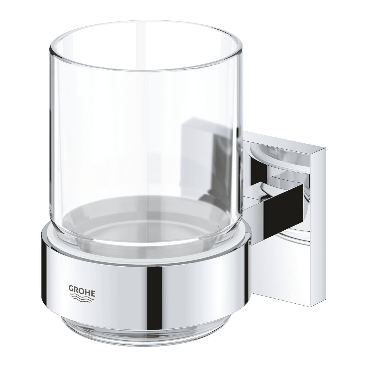 Стакан скляний Grohe QuickFix Start Cube з тримачем, хром (41097000)фото2