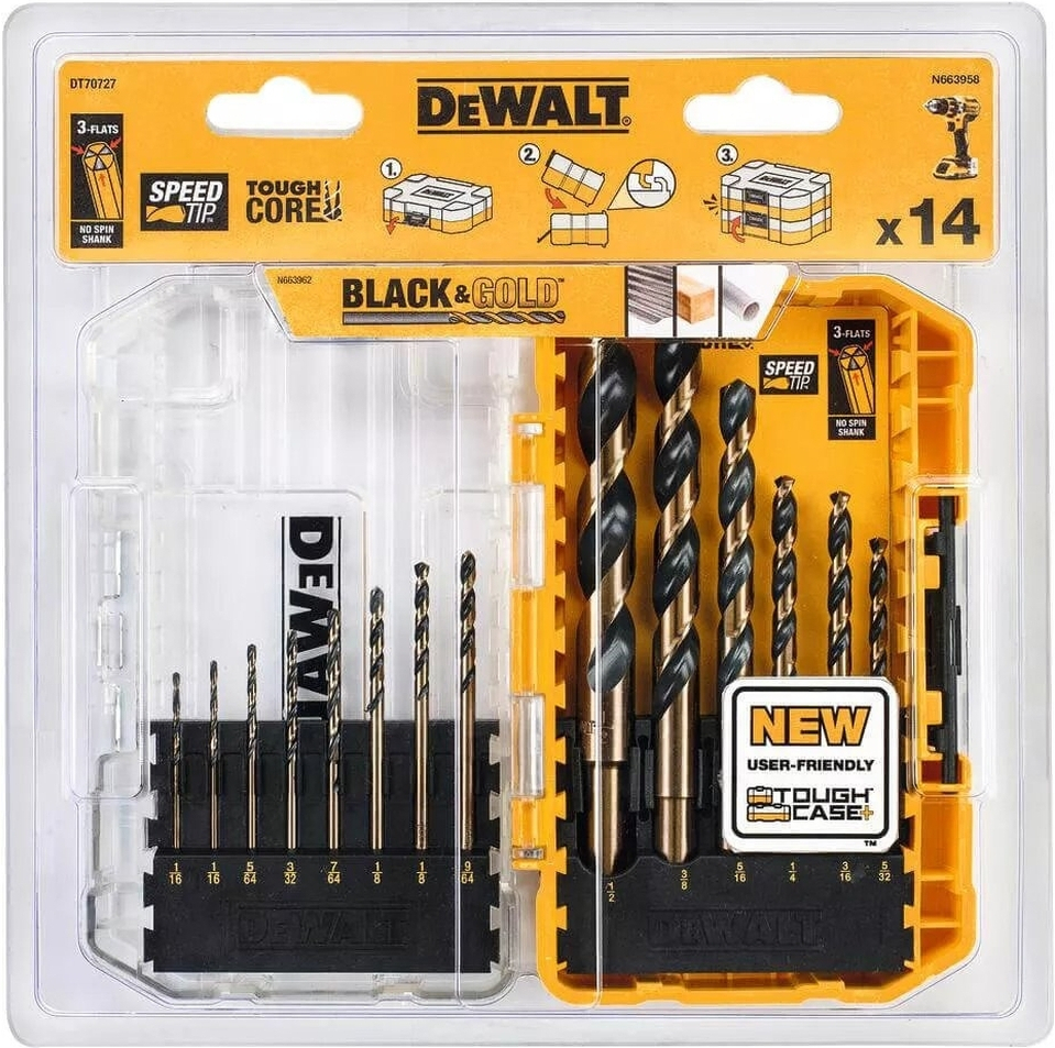 Набор сверл по металлу DeWALT Black&amp;Gold HSS-G (DT70727) фото