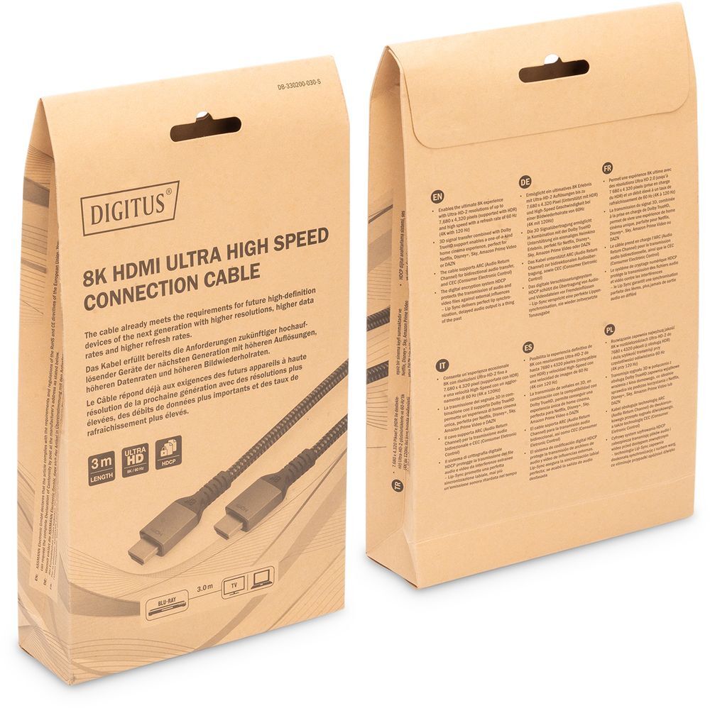 Кабель DIGITUS HDMI (M/M) 8K, Ultra High speed/Ethernet, 3м черный (DB-330200-030-S) фото3