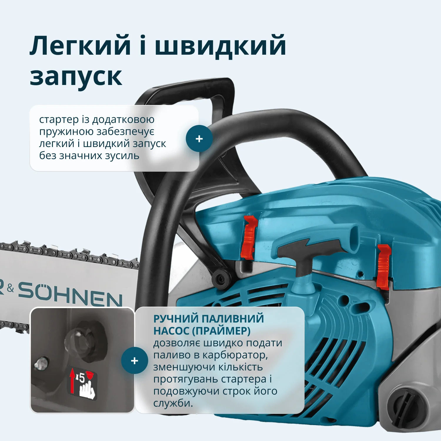 Пила бензинова Konner&amp;Sohnen KS CS40G-20 50см 50см3 5.7кг (KSCS40G-20)фото