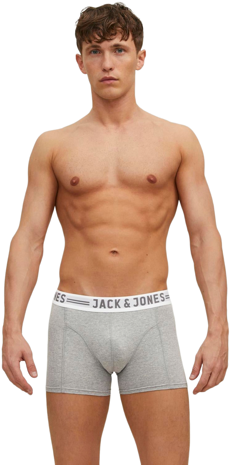 Набор трусов-боксеров мужские Jack &amp; Jones Sense Trunks 3-Pack Noos 12081832 S 3 шт черные/светло-серые/белые фото 