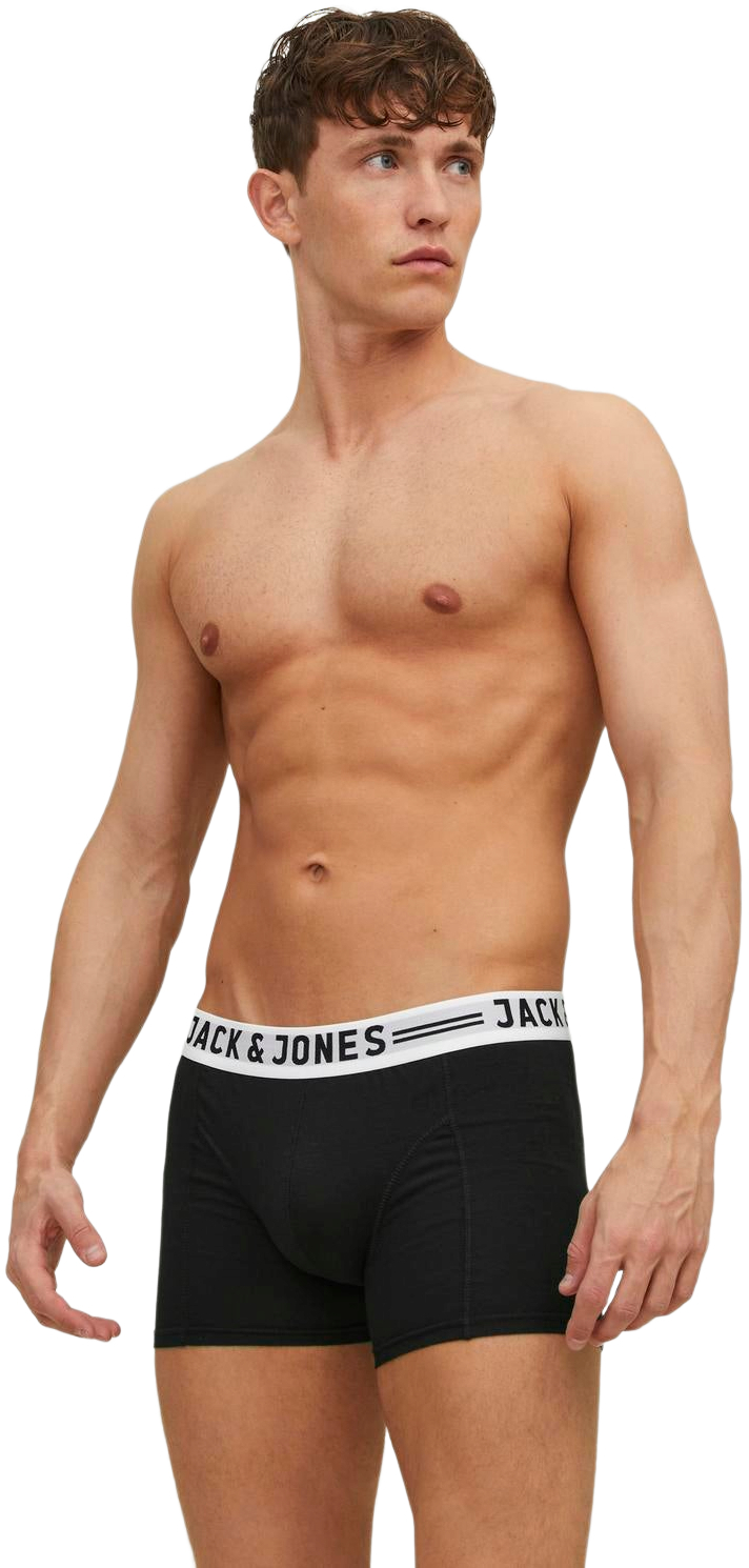 Набор трусов-боксеров мужские Jack &amp; Jones Sense Trunks 3-Pack Noos 12081832 S 3 шт черные/светло-серые/белые фото 