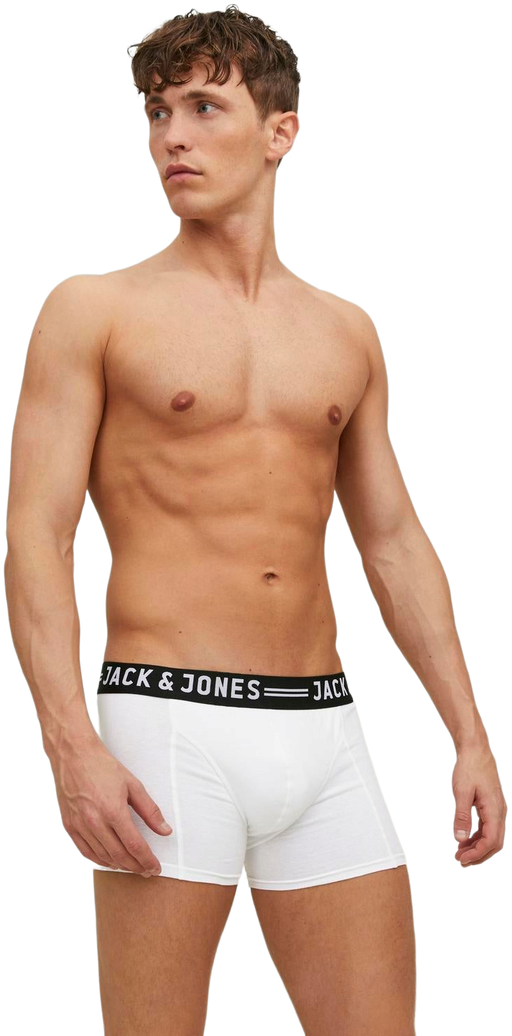 Набор трусов-боксеров мужские Jack &amp; Jones Sense Trunks 3-Pack Noos 12081832 XL 3 шт черные/светло-серые/белые фото 
