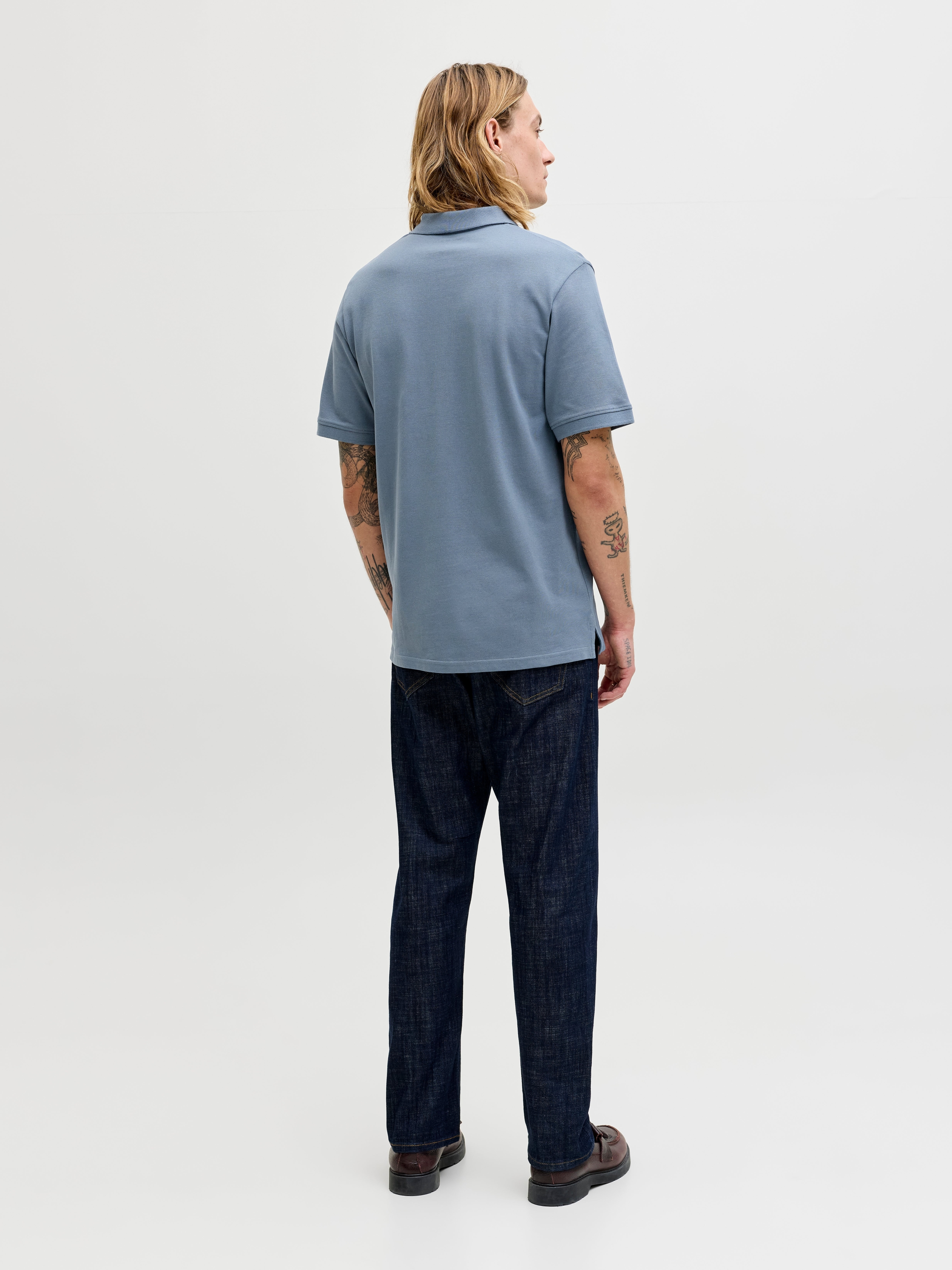 Поло мужское Jack &amp; Jones Jjebasic Polo Ss Noos 12136516 M голубое фото 