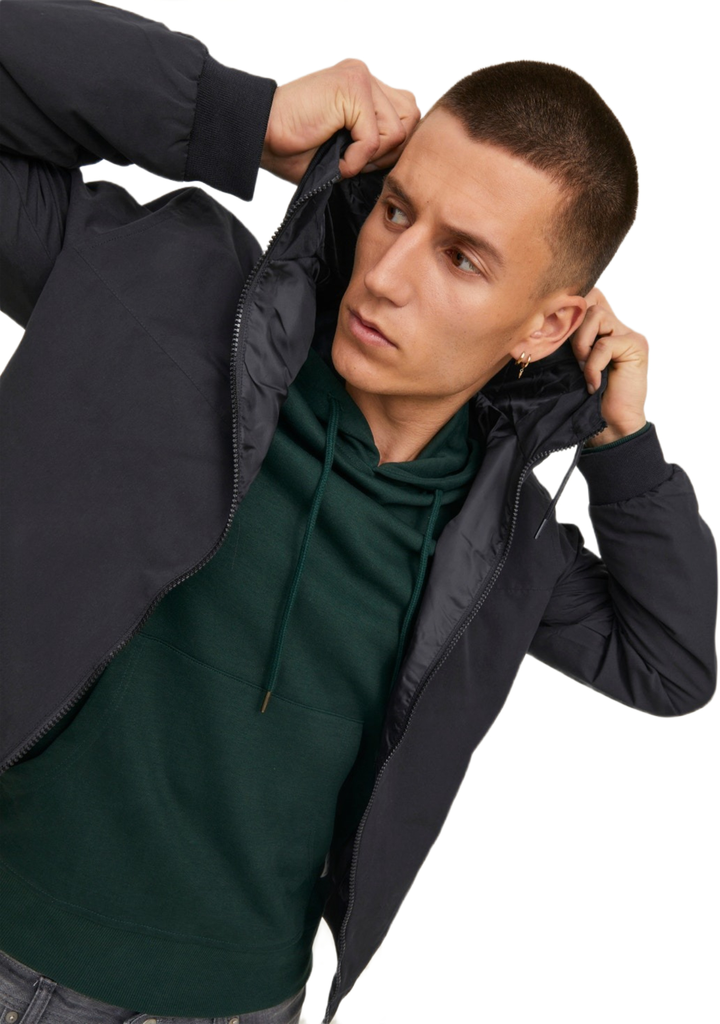 Ветровка мужская Jack &amp; Jones Jjerush Hood Bomber Noos 12200208 M черная фото 