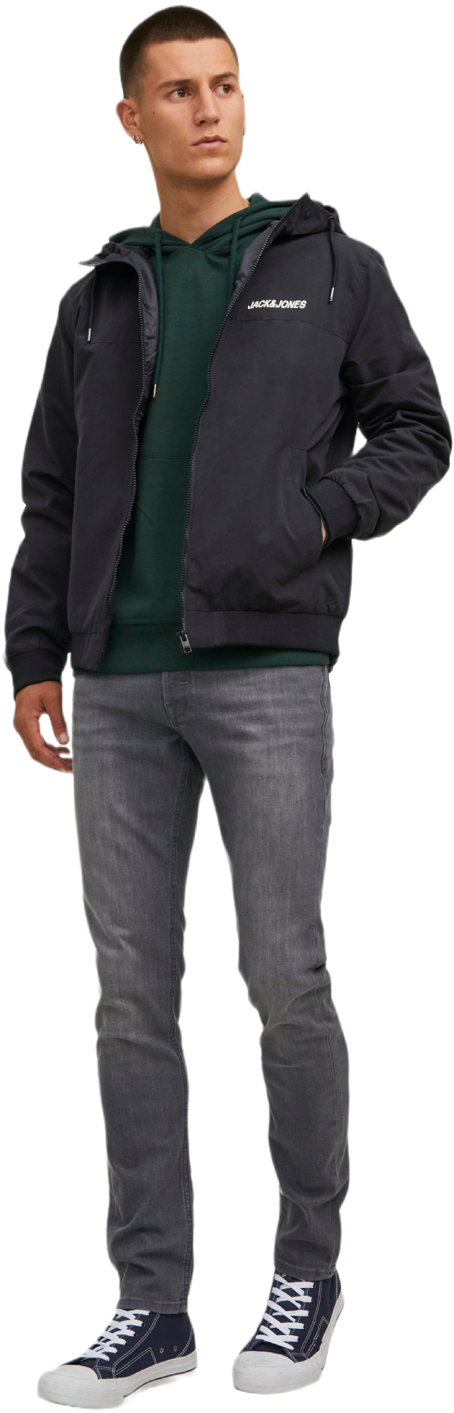 Ветровка мужская Jack &amp; Jones Jjerush Hood Bomber Noos 12200208 M черная фото 