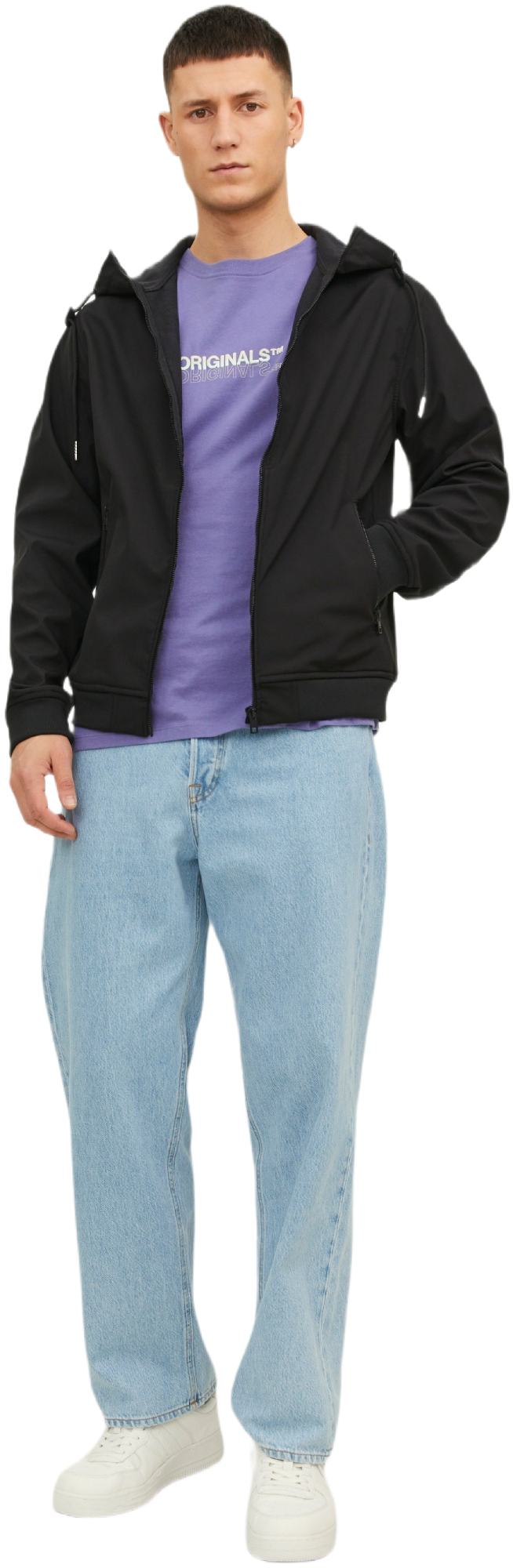 Ветровка мужская Jack &amp; Jones Jjebasic Softshell Hood Noos 12236300 L черная фото 