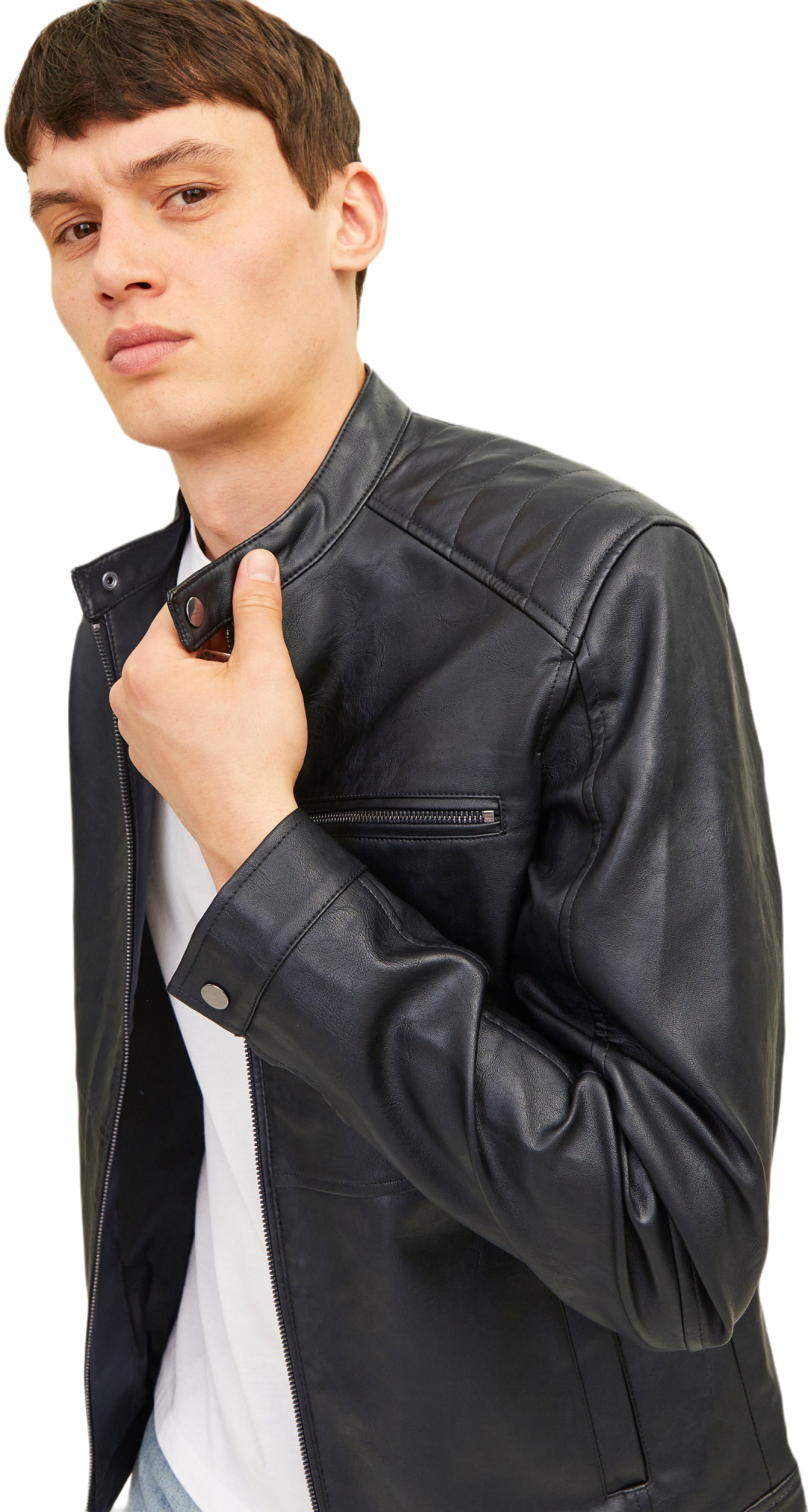Куртка мужская Jack &amp; Jones Jjedylan Pu Biker Jacket Noos 12261196 M черная фото 