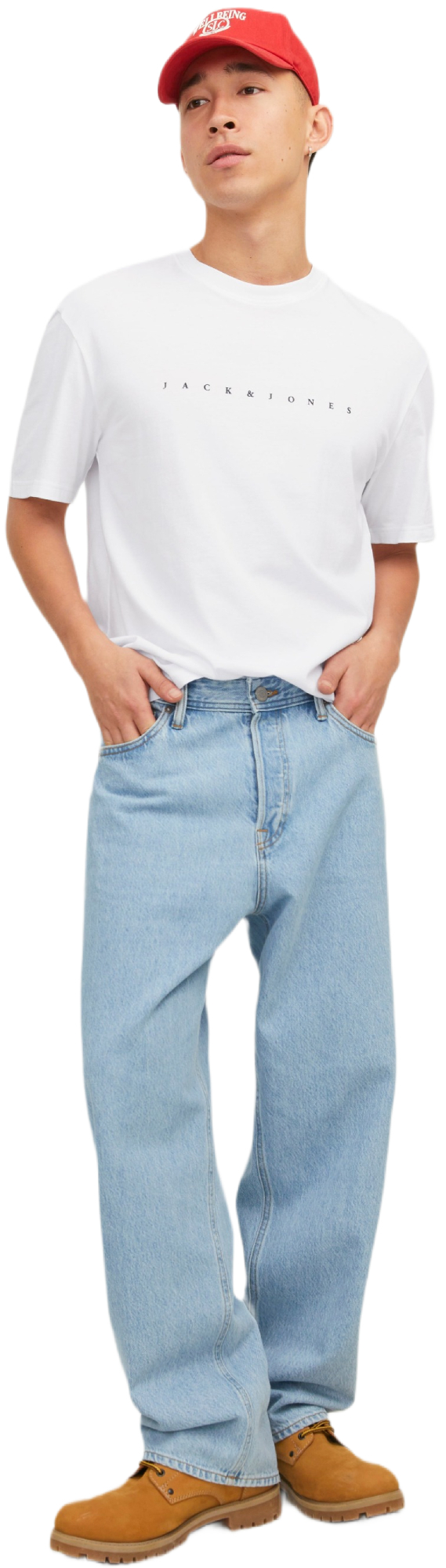Футболка хлопковая мужская Jack & Jones Jjestar Jj Tee Ss Noos 12234746 L белая фото 5