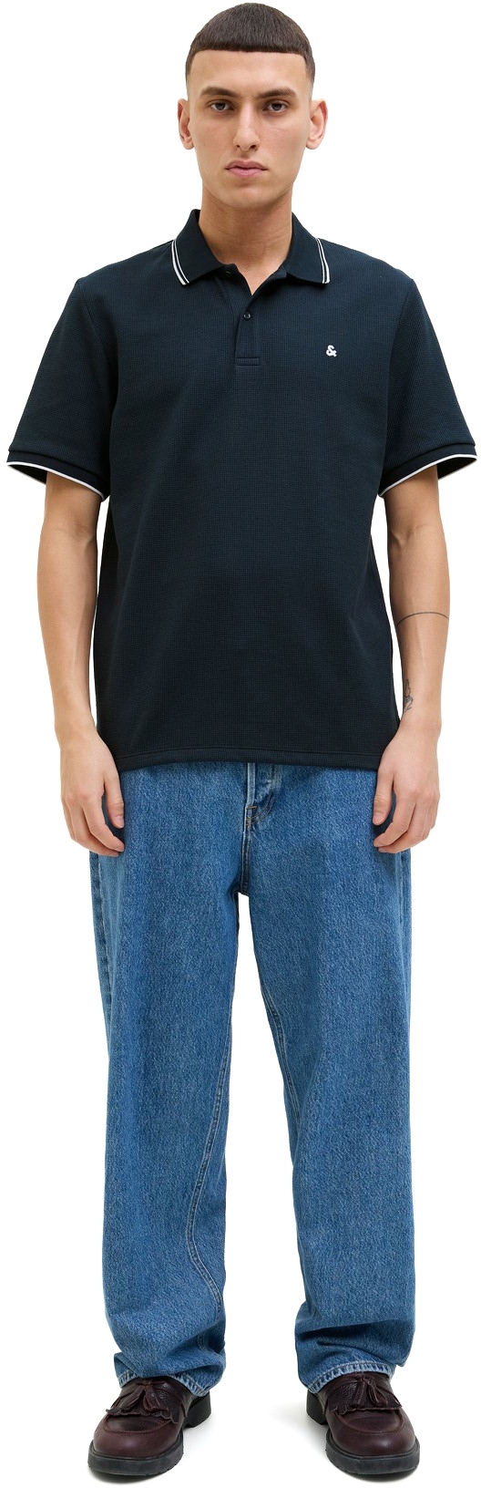 Поло чоловіче Jack &amp; Jones Jjeaustin Polo Ss Noos 12268130 L темно-синєфото