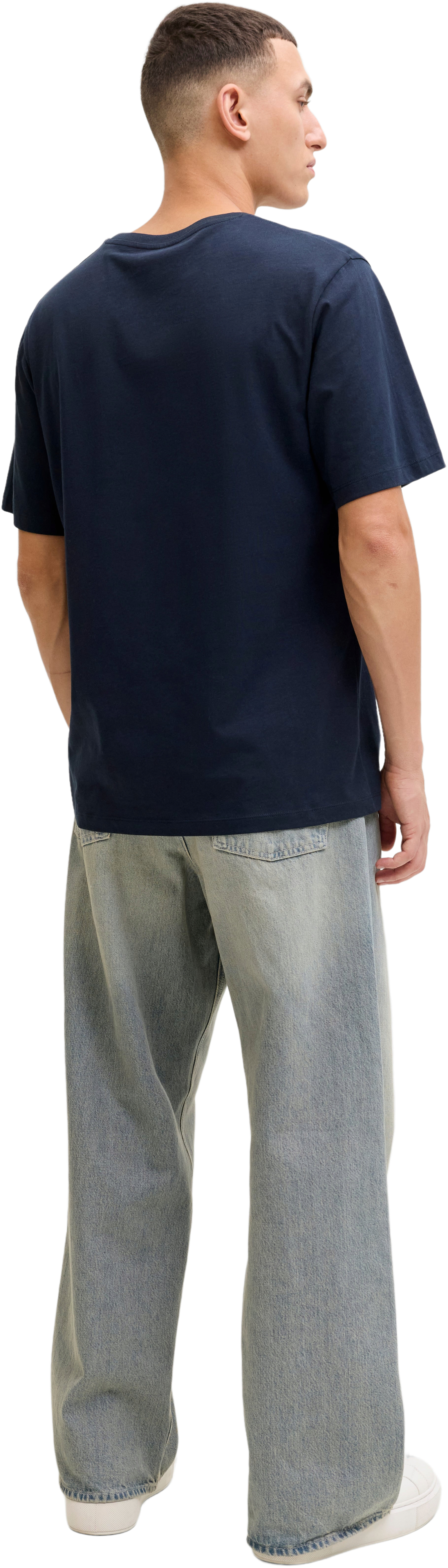 Футболка хлопковая мужская Jack & Jones Jjejeff Logo Tee Ss Sn 12288536 M темно-синяя фото2