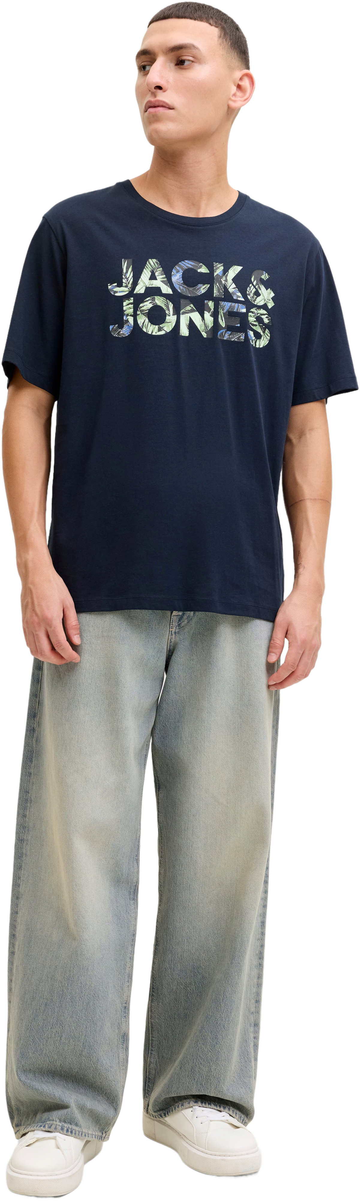 Футболка хлопковая мужская Jack & Jones Jjejeff Logo Tee Ss Sn 12288536 M темно-синяя фото3