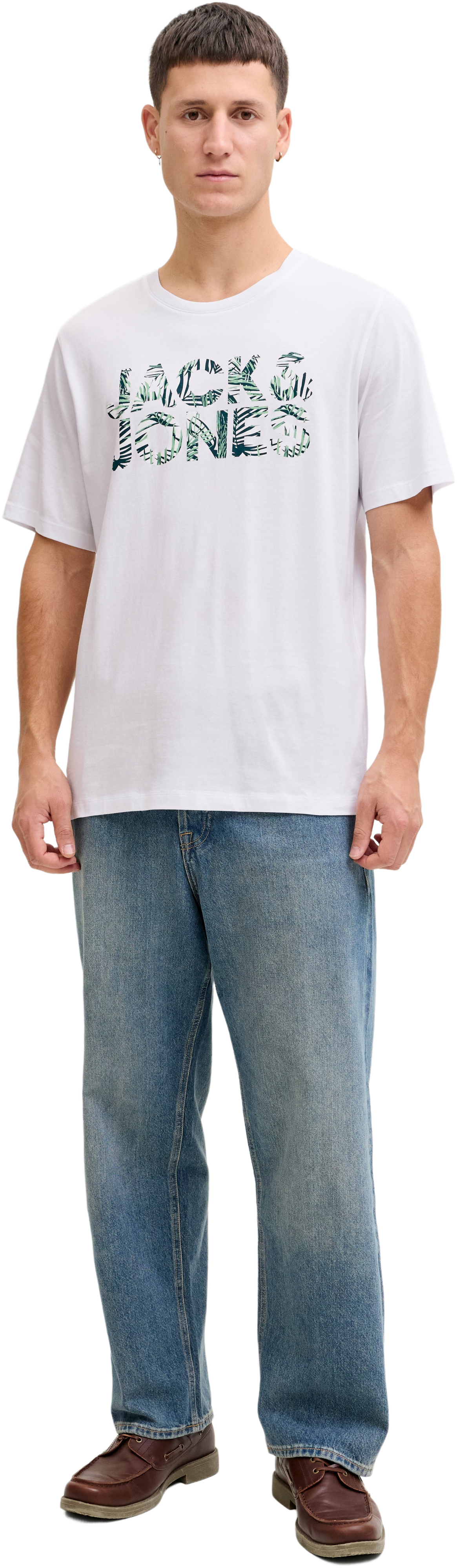 Футболка хлопковая мужская Jack &amp; Jones Jjejeff Logo Tee Ss Sn 12288536 XL белая фото 