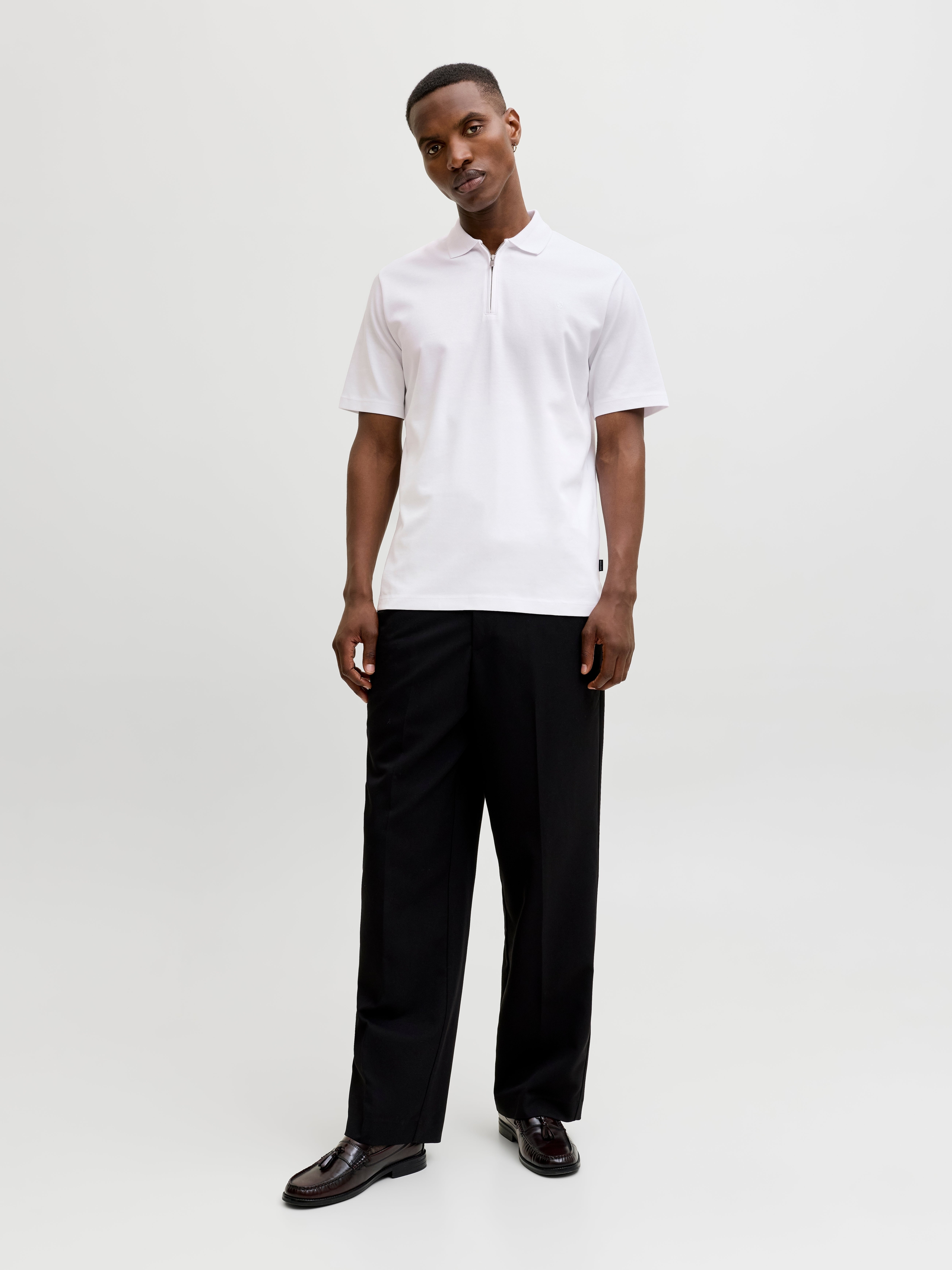 Поло мужское Jack &amp; Jones Jprblaethan Ss Zip Polo Sn 12292992 M белое фото 