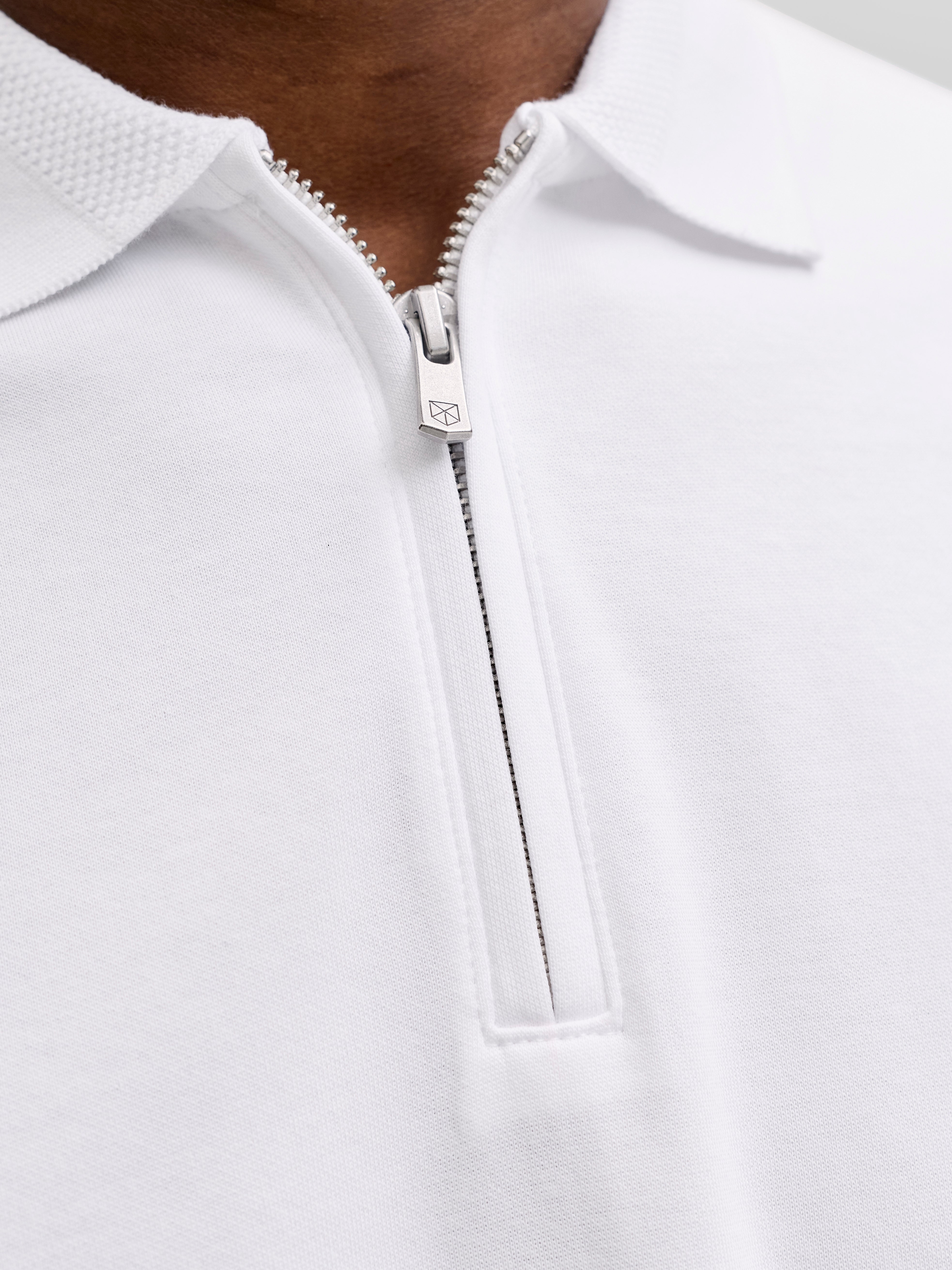Поло мужское Jack &amp; Jones Jprblaethan Ss Zip Polo Sn 12292992 L белое фото 