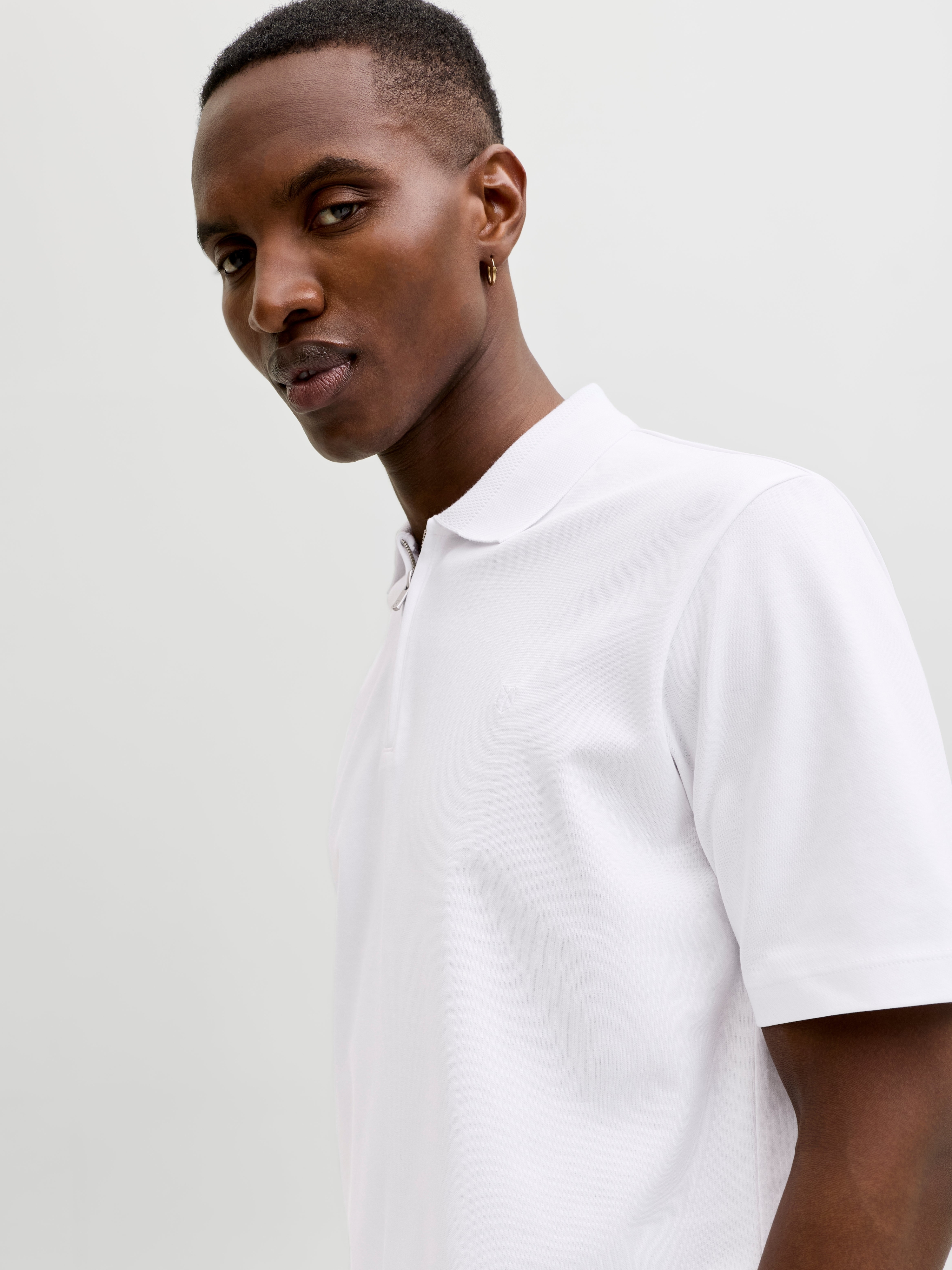 Поло чоловіче Jack &amp; Jones Jprblaethan Ss Zip Polo Sn 12292992 XL білефото