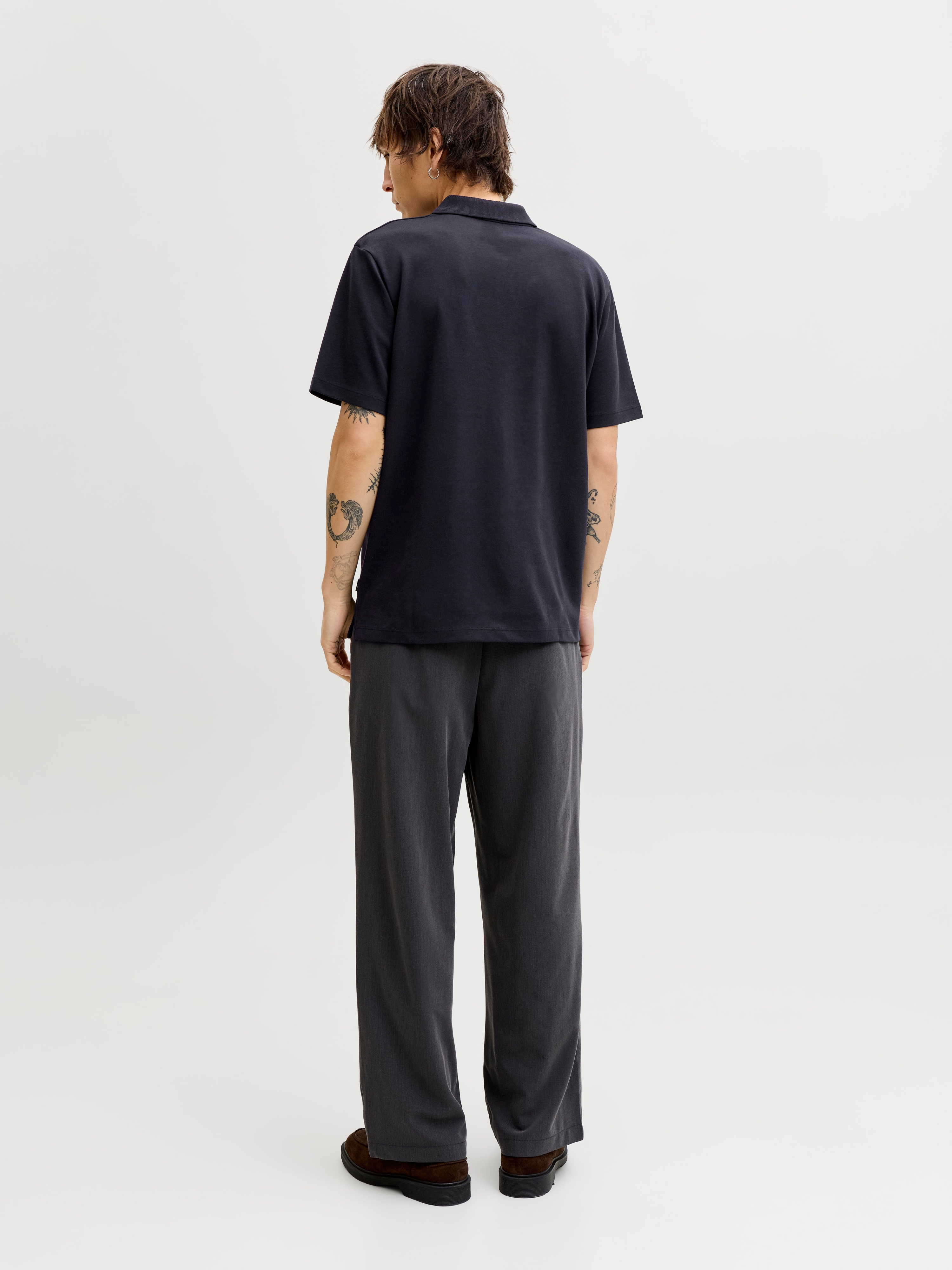 Поло мужское Jack &amp; Jones Jprblaethan Ss Zip Polo Sn 12292992 M темно-синие фото 