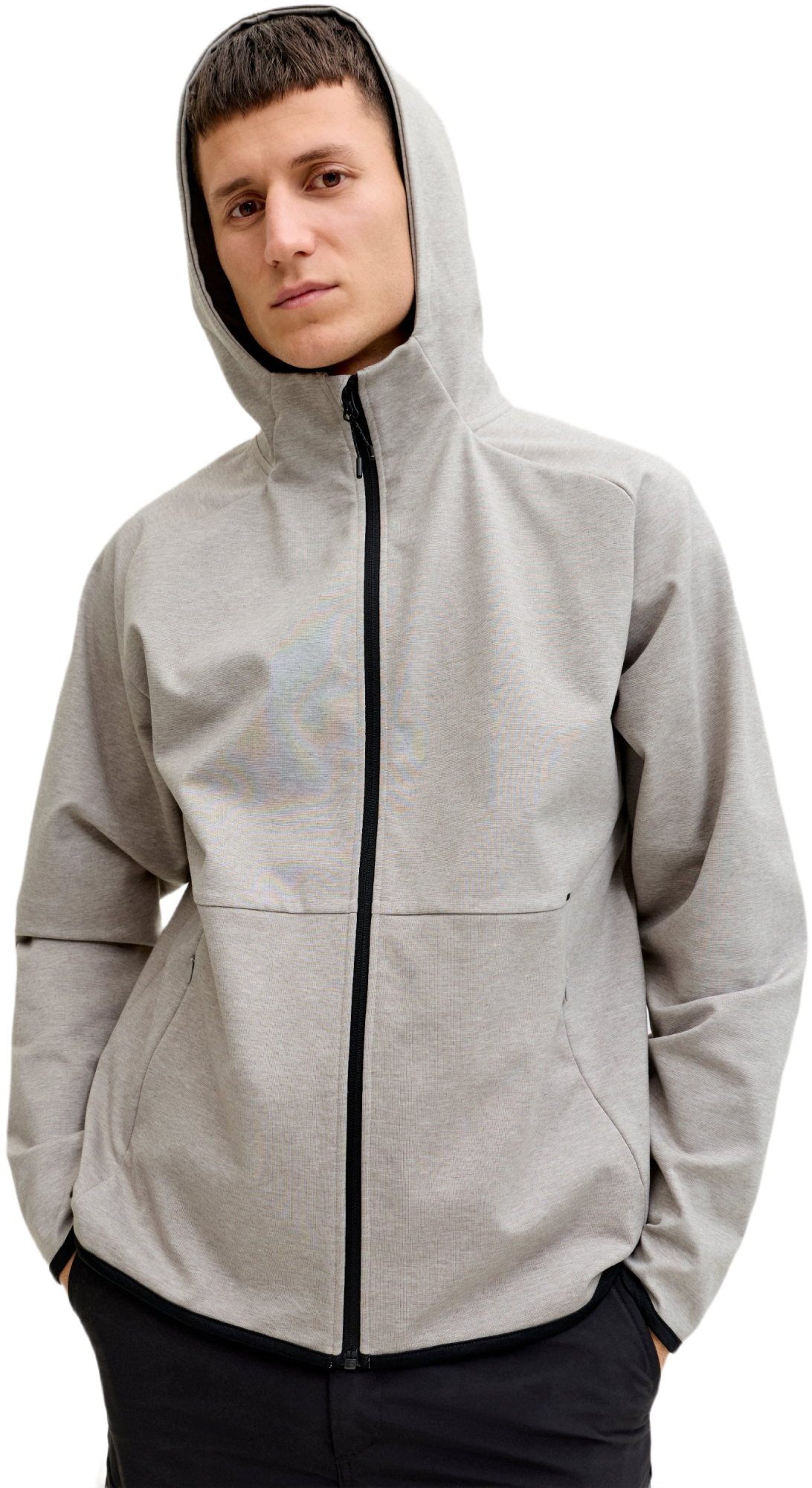 Толстовка чоловіча Jack &amp; Jones Jjebase Sweat Zip Hood Sn 12289209 L світло-сірафото
