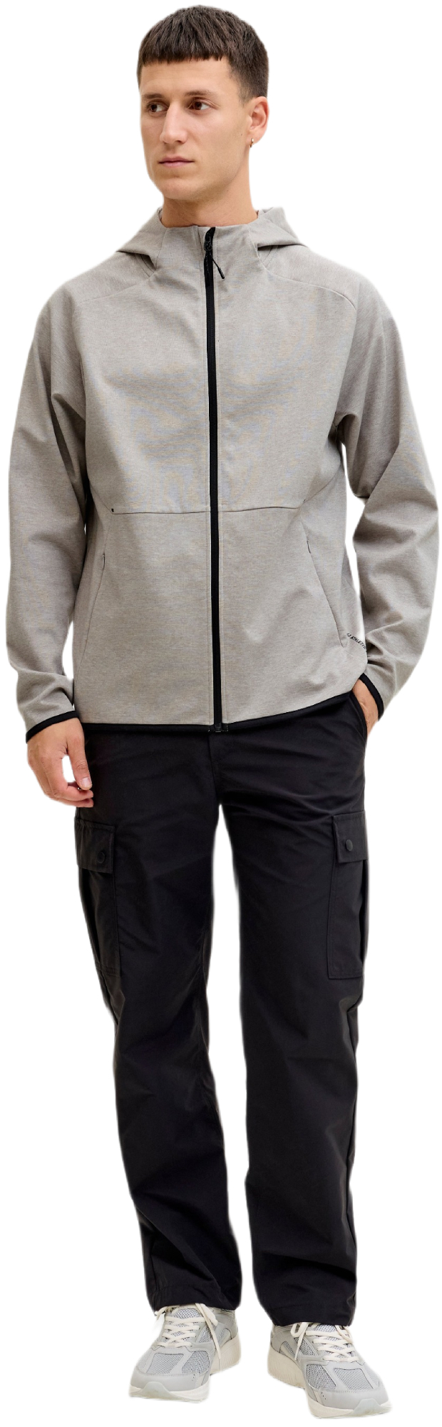 Толстовка чоловіча Jack &amp; Jones Jjebase Sweat Zip Hood Sn 12289209 XL світло-сірафото