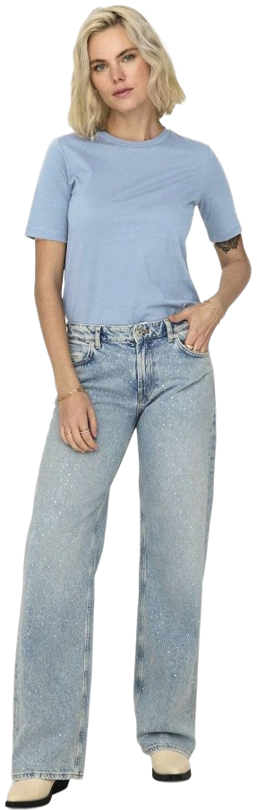 Футболка хлопковая женская ONLY Onlonly S/S Tee Jrs Noos 15270390 M голубая фото 
