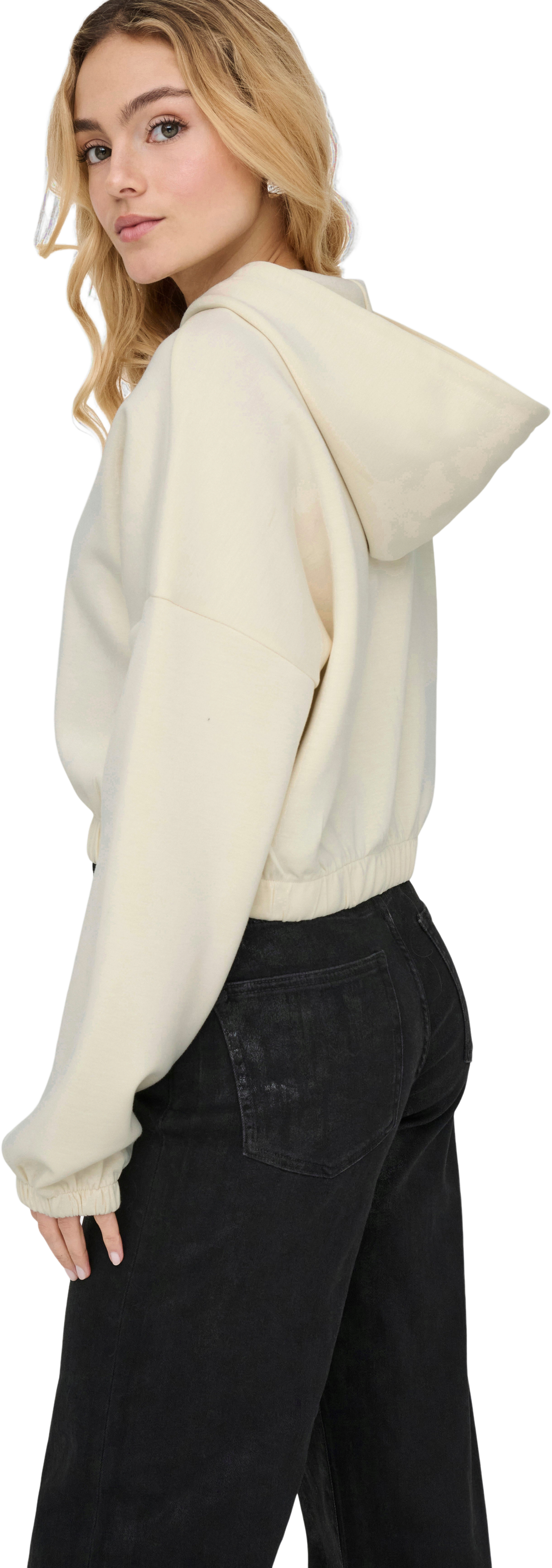 Толстовка женская ONLY Onlscarlett L/S Zip Hood Swt Noos 15346449 L молочная фото 