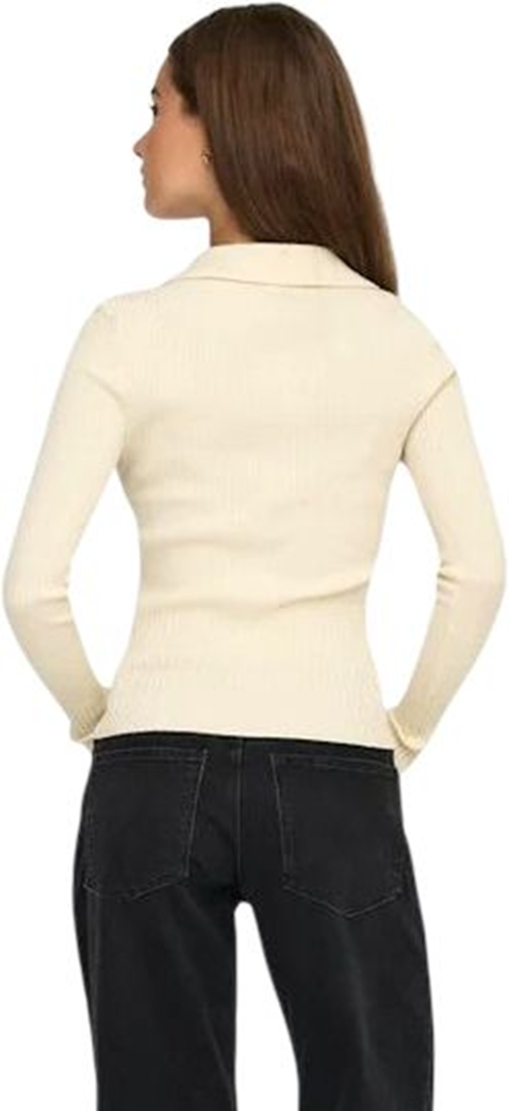 Лонгслив женский ONLY Onlmila Ls Rib Polo Pullover Cs Knt 15368861 L серо-бежевый фото 