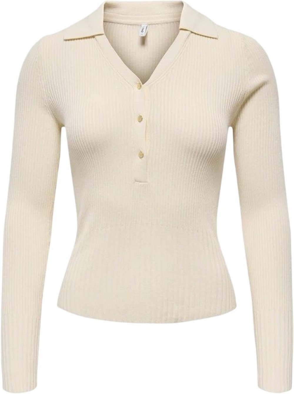 Лонгслив женский ONLY Onlmila Ls Rib Polo Pullover Cs Knt 15368861 L серо-бежевый фото 