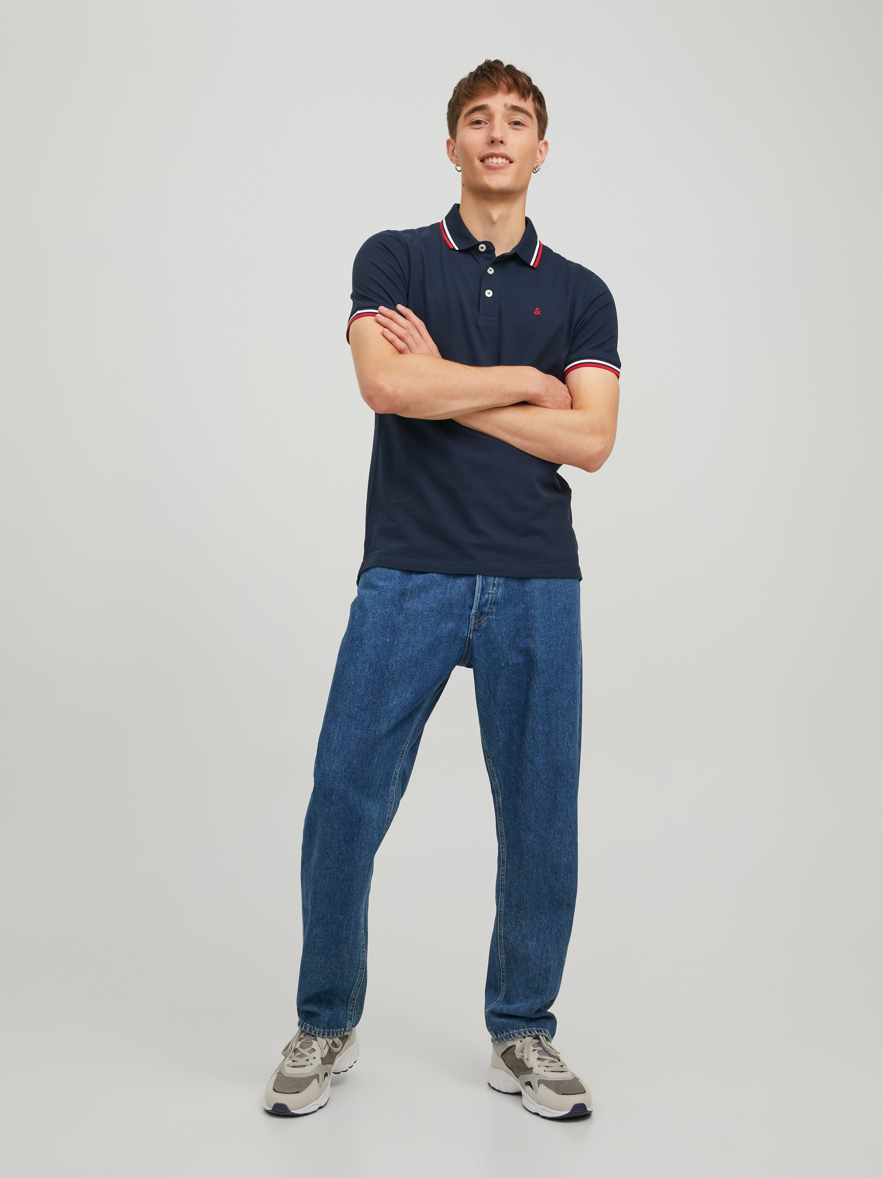 Поло мужское Jack &amp; Jones Jjepaulos Polo Ss Noos 12136668 S синие фото 