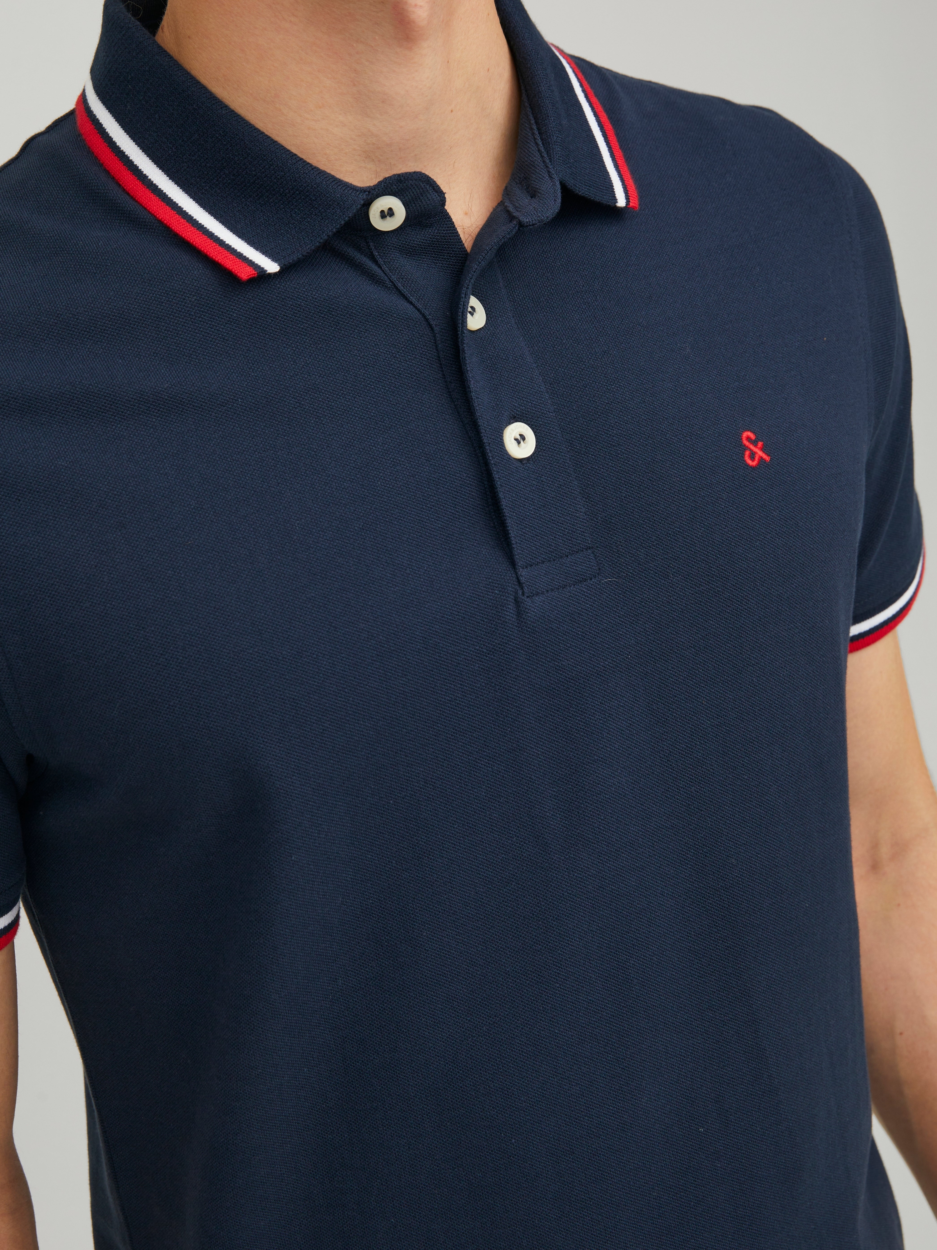 Поло мужское Jack &amp; Jones Jjepaulos Polo Ss Noos 12136668 2XL синие фото 