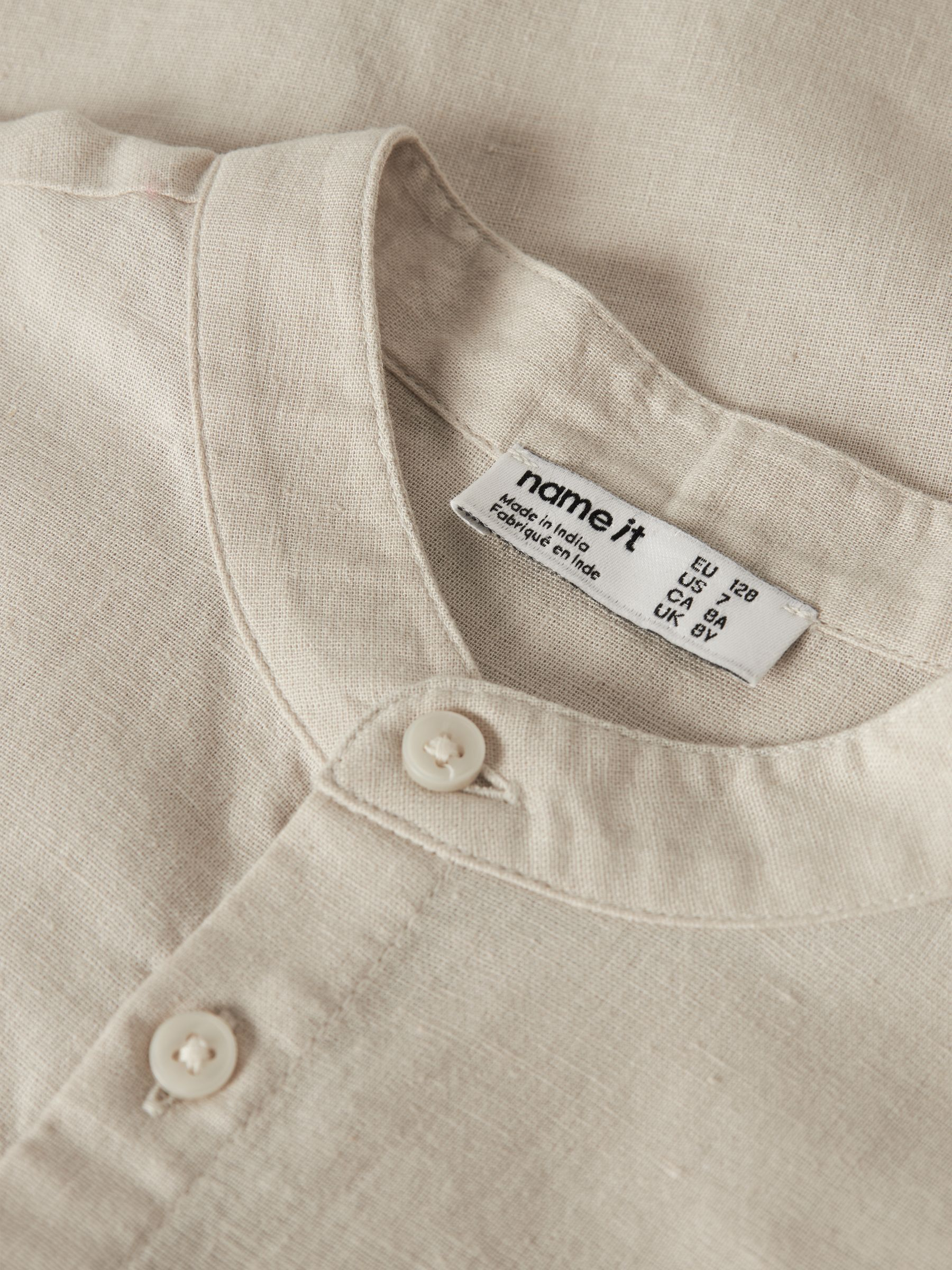 Рубашка для мальчиков Name it Nkmfalinnen Ss Shirt 13240461 146-152 бежевая фото 