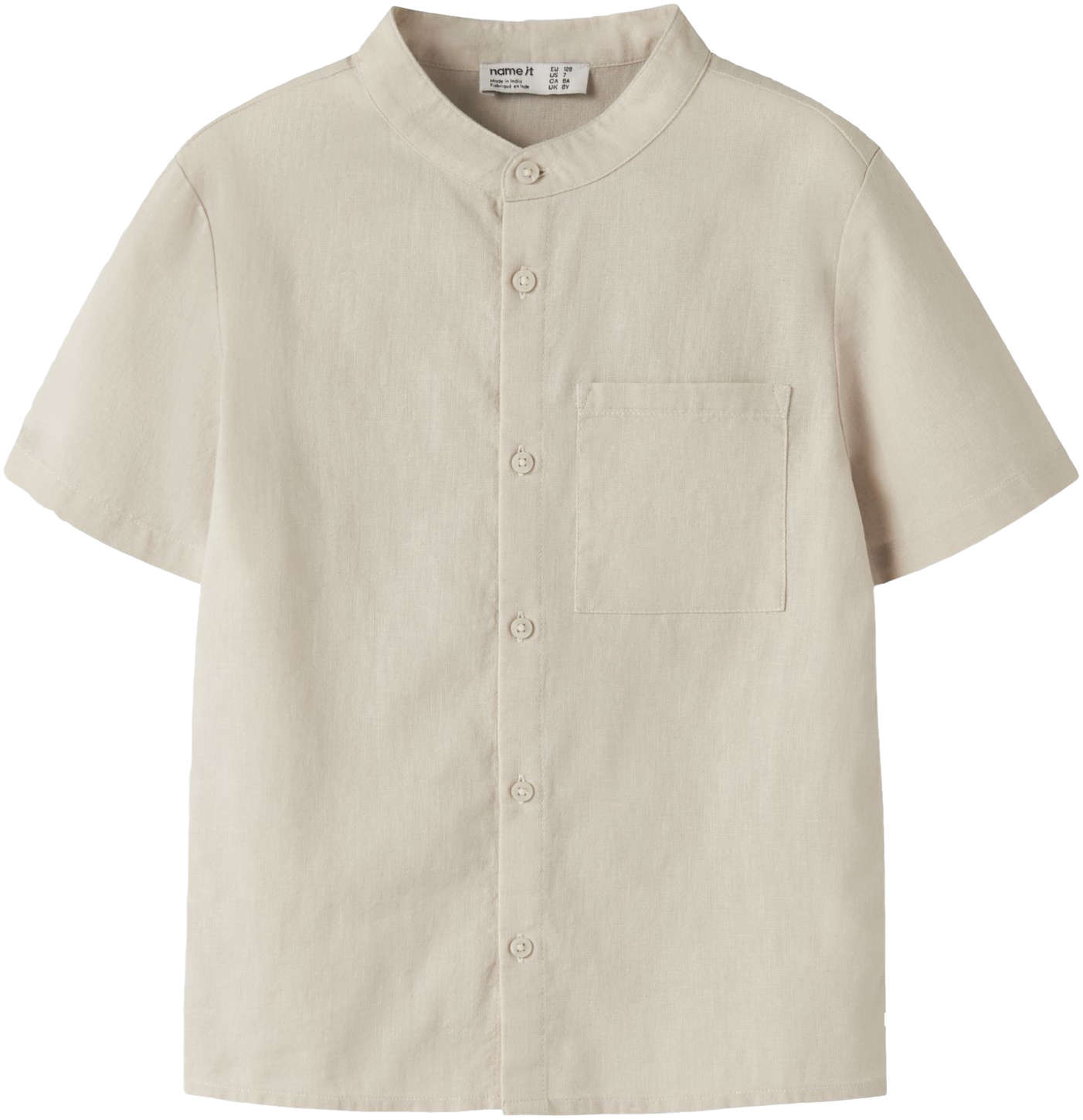 Рубашка для мальчиков Name it Nkmfalinnen Ss Shirt 13240461 158-164 бежевая фото 