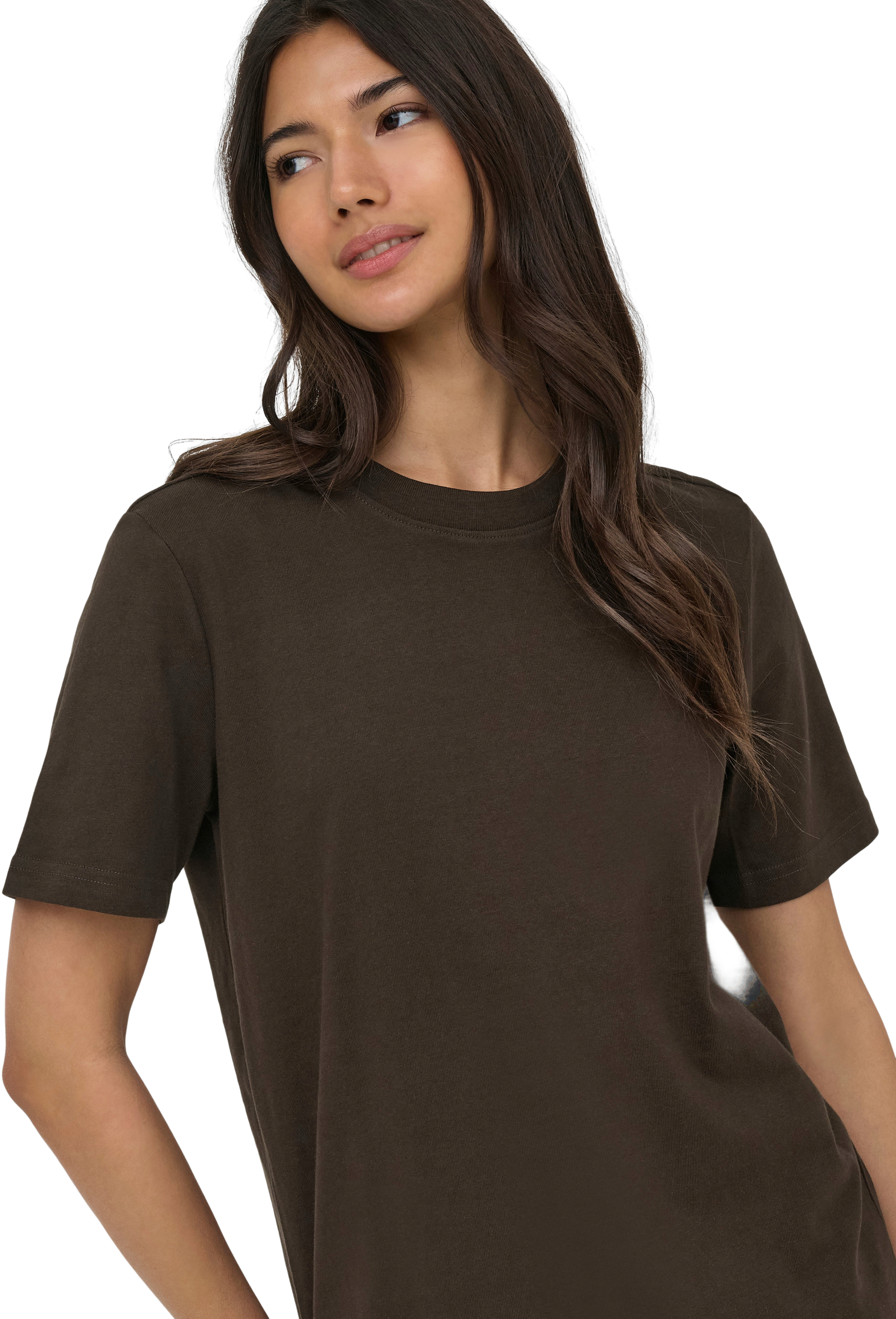 Футболка хлопковая женская ONLY Onlmonja S/S Tee Jrs Noos 15320892 XS шоколадная фото 