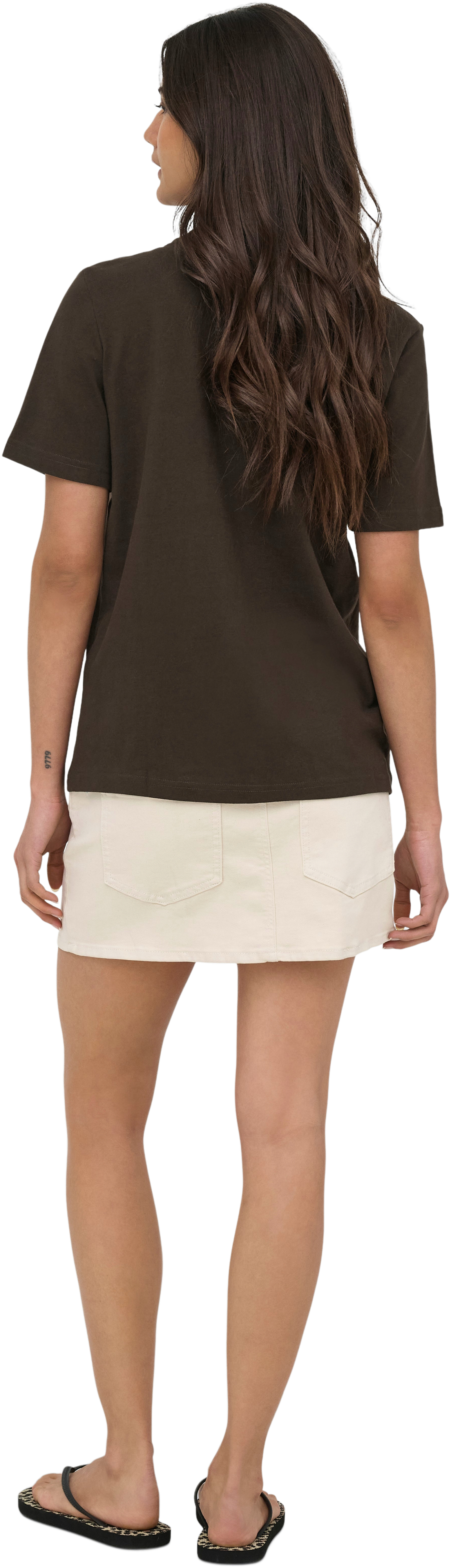 Футболка хлопковая женская ONLY Onlmonja S/S Tee Jrs Noos 15320892 M шоколадная фото 2